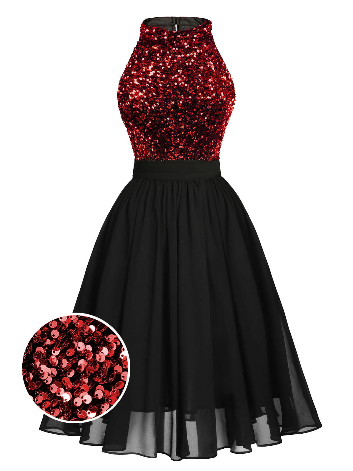 Black 1950s Gold Glitter Patchwork Dress - Image 13