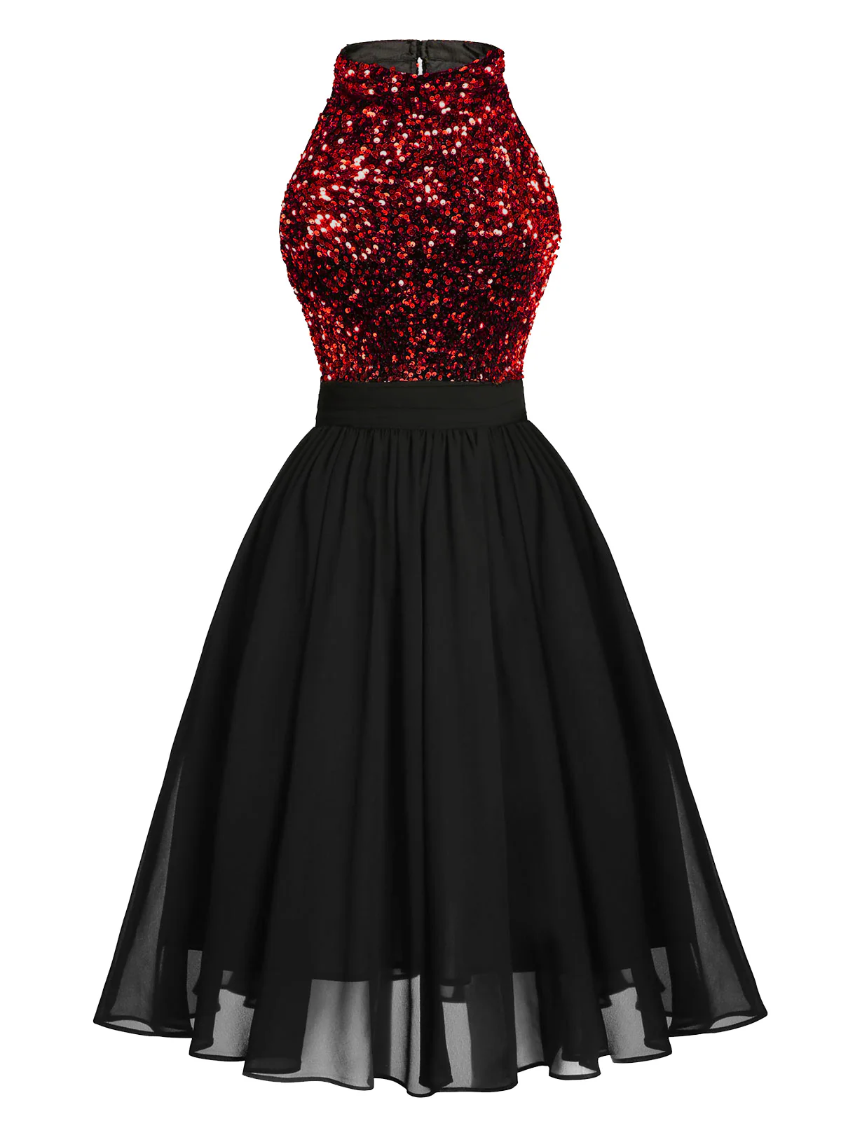 Black 1950s Gold Glitter Patchwork Dress - Image 10