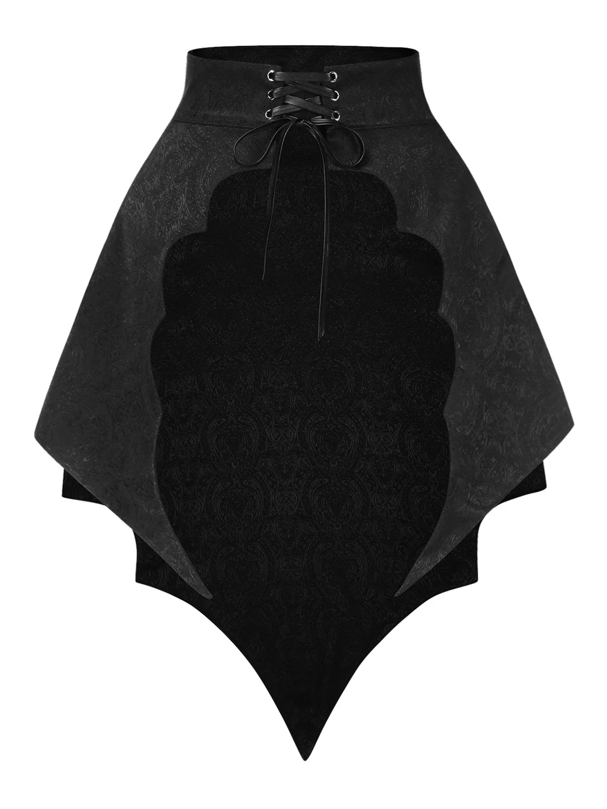 Black 1950s Gothic Bat Jacquard High-Low Hem Cover-Up - Image 4
