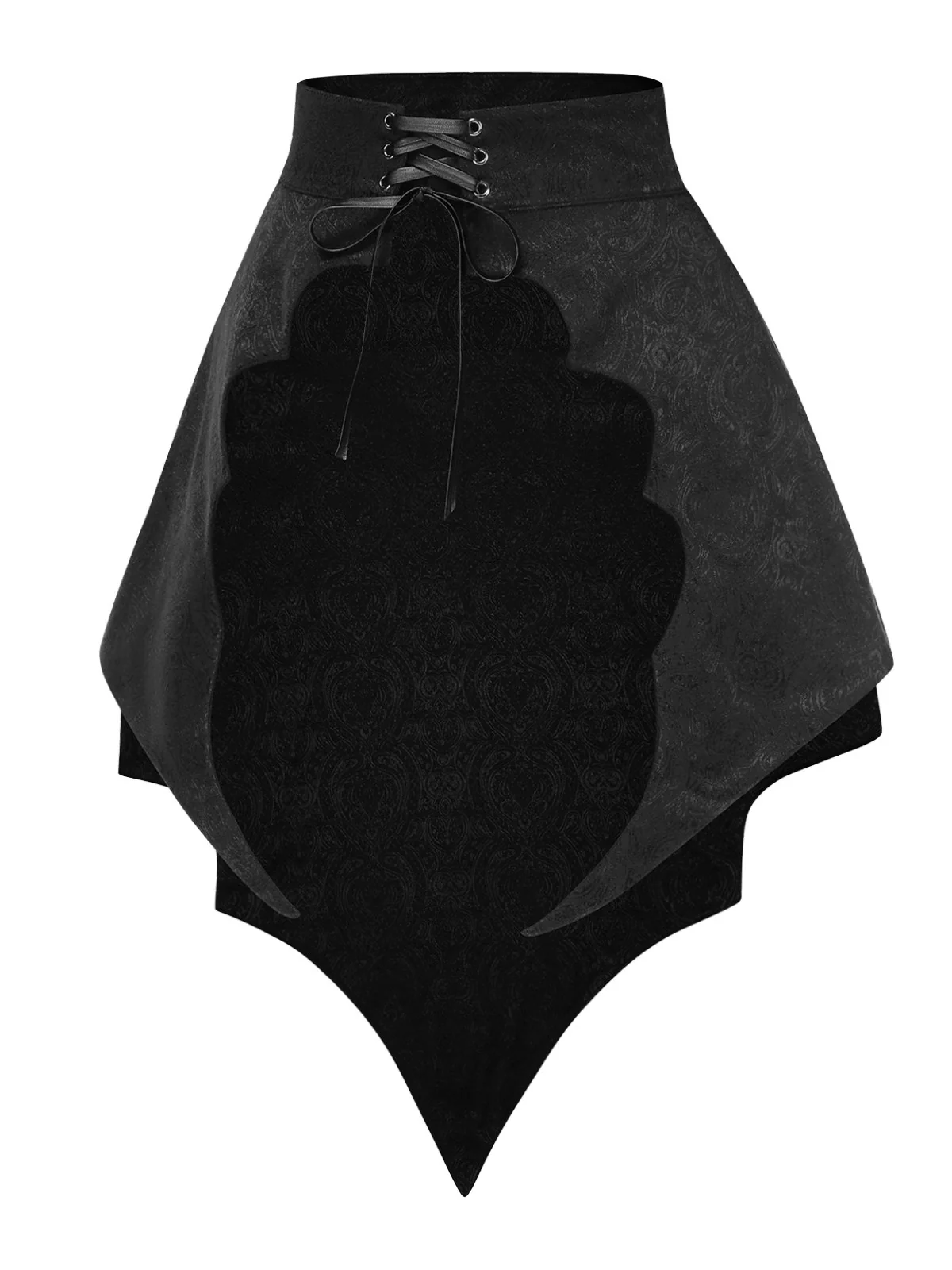 Black 1950s Gothic Bat Jacquard High-Low Hem Cover-Up - Image 5