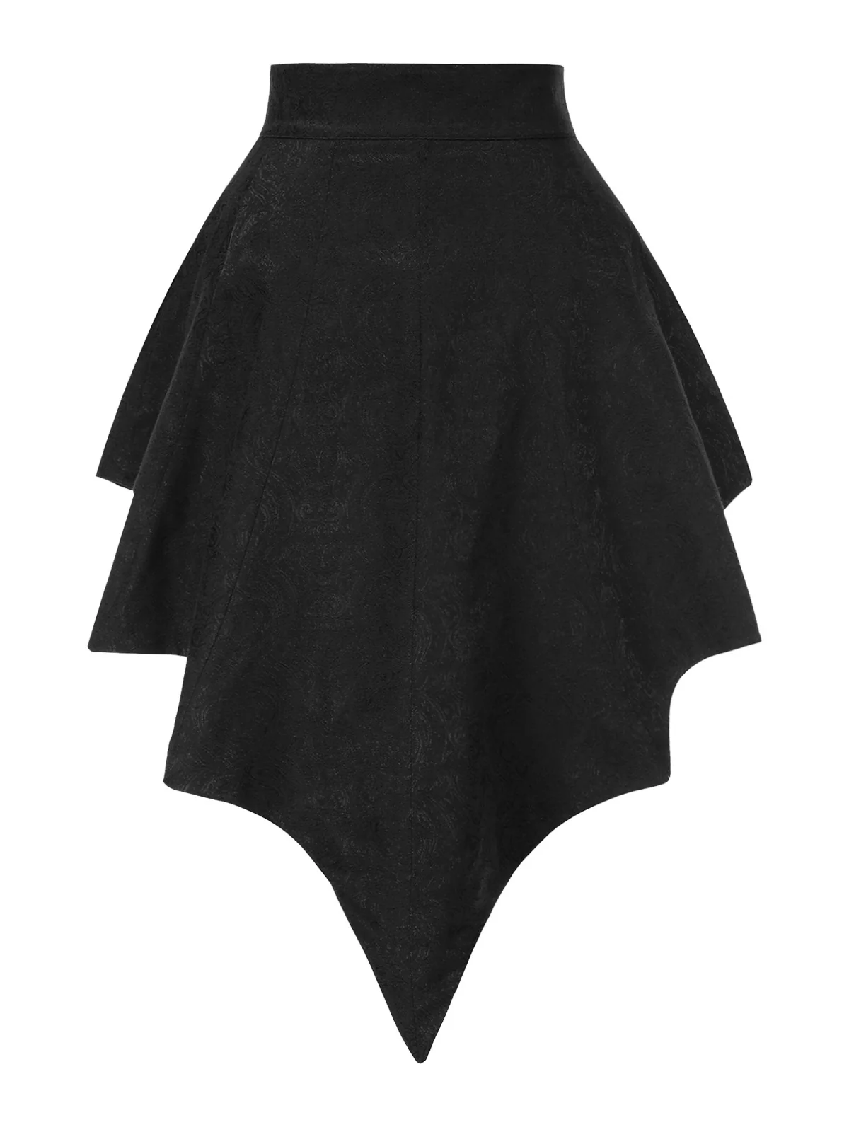 Black 1950s Gothic Bat Jacquard High-Low Hem Cover-Up - Image 6