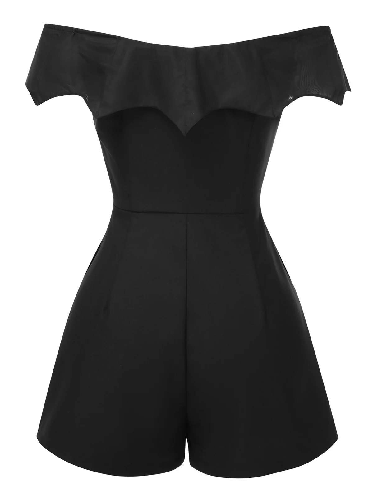 Black 1950s Gothic Bat Off-Shoulder Mesh Romper - Image 6