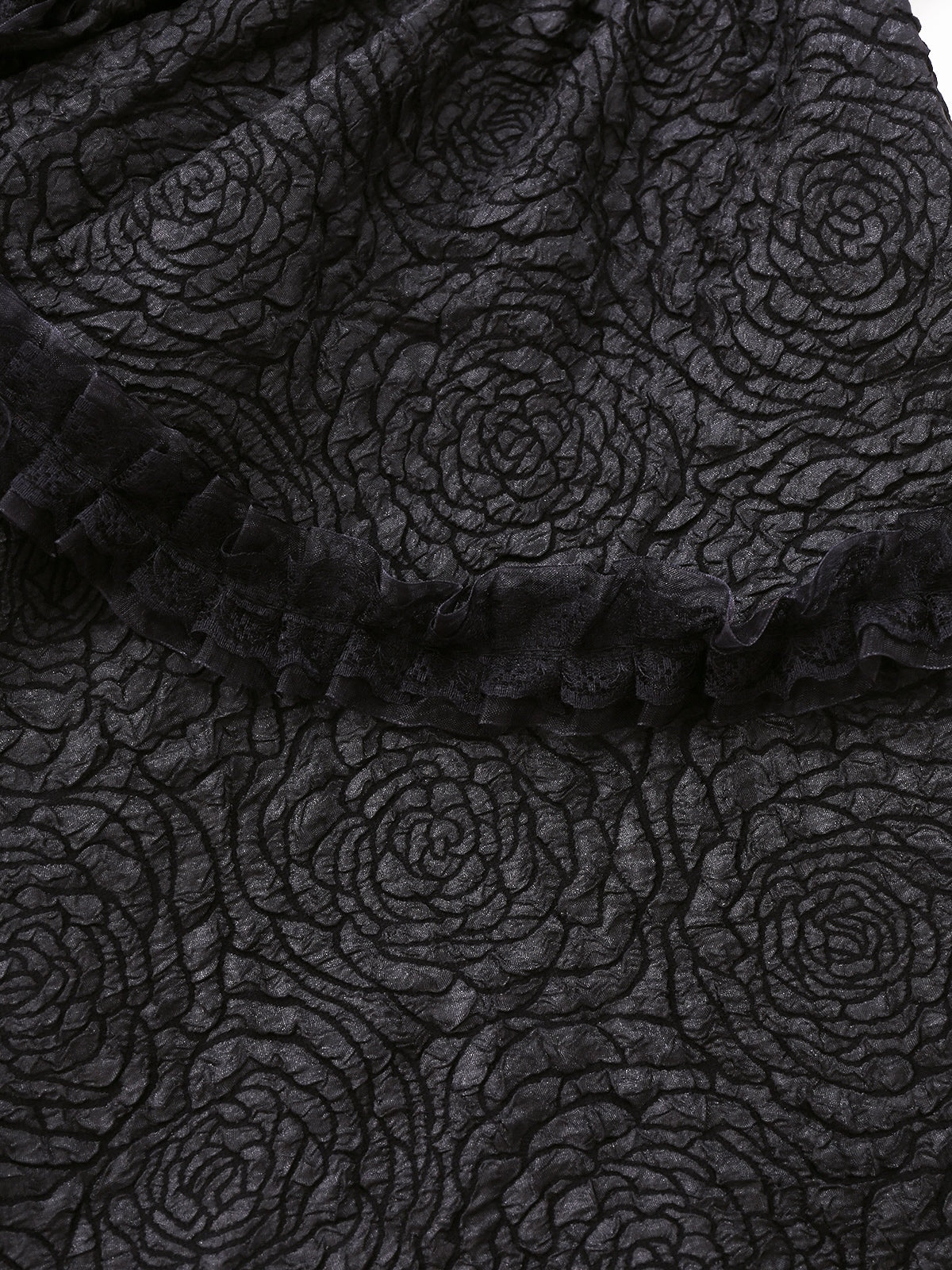 Black 1950s Gothic Lace Panel Bow Tie Lace-up Dress - Image 5