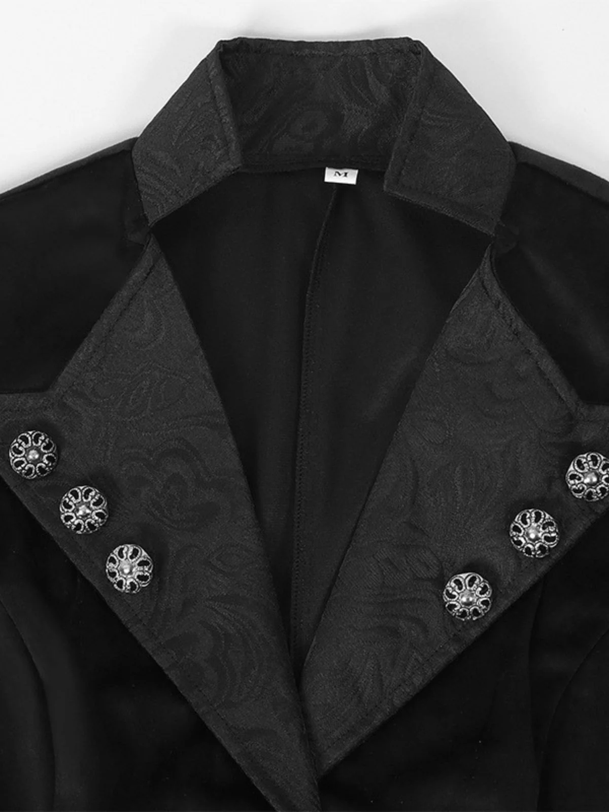 Black 1950s Gothic Lapel Bell Sleeve Lace Coat - Image 3