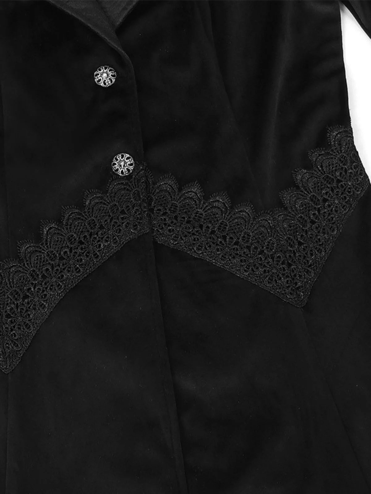 Black 1950s Gothic Lapel Bell Sleeve Lace Coat - Image 4
