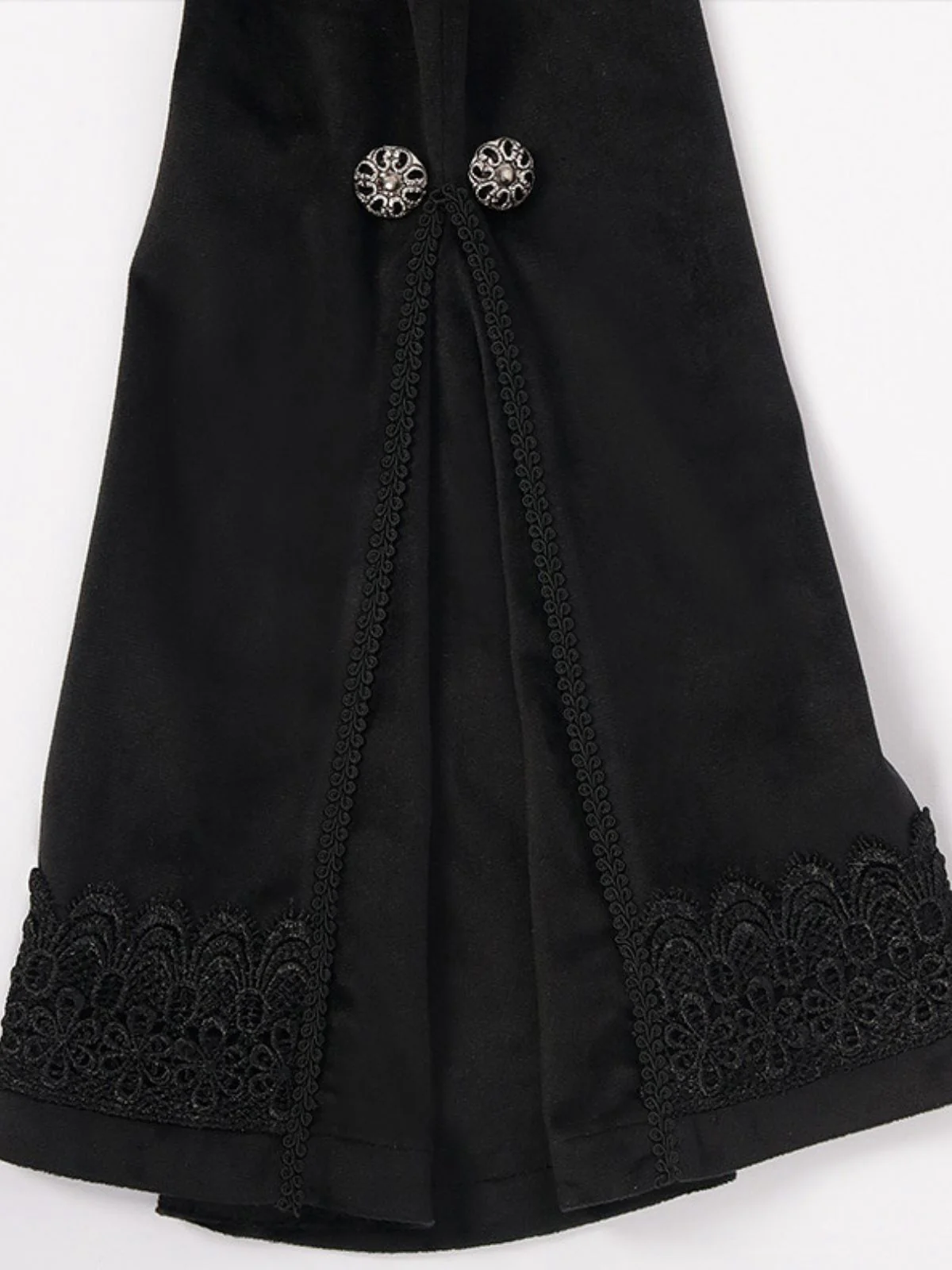 Black 1950s Gothic Lapel Bell Sleeve Lace Coat - Image 6