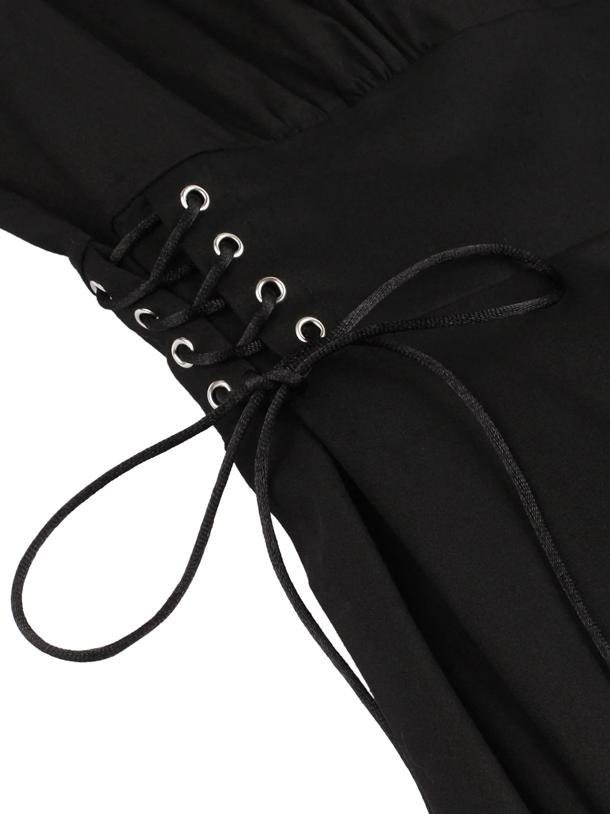 Black 1950s Halloween Bat Lace-Up Dress - Image 3