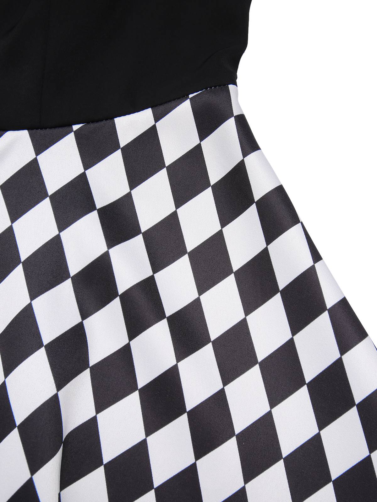 Black 1950s Halloween Harlequin Pattern Dress & Leather Corset - Image 9