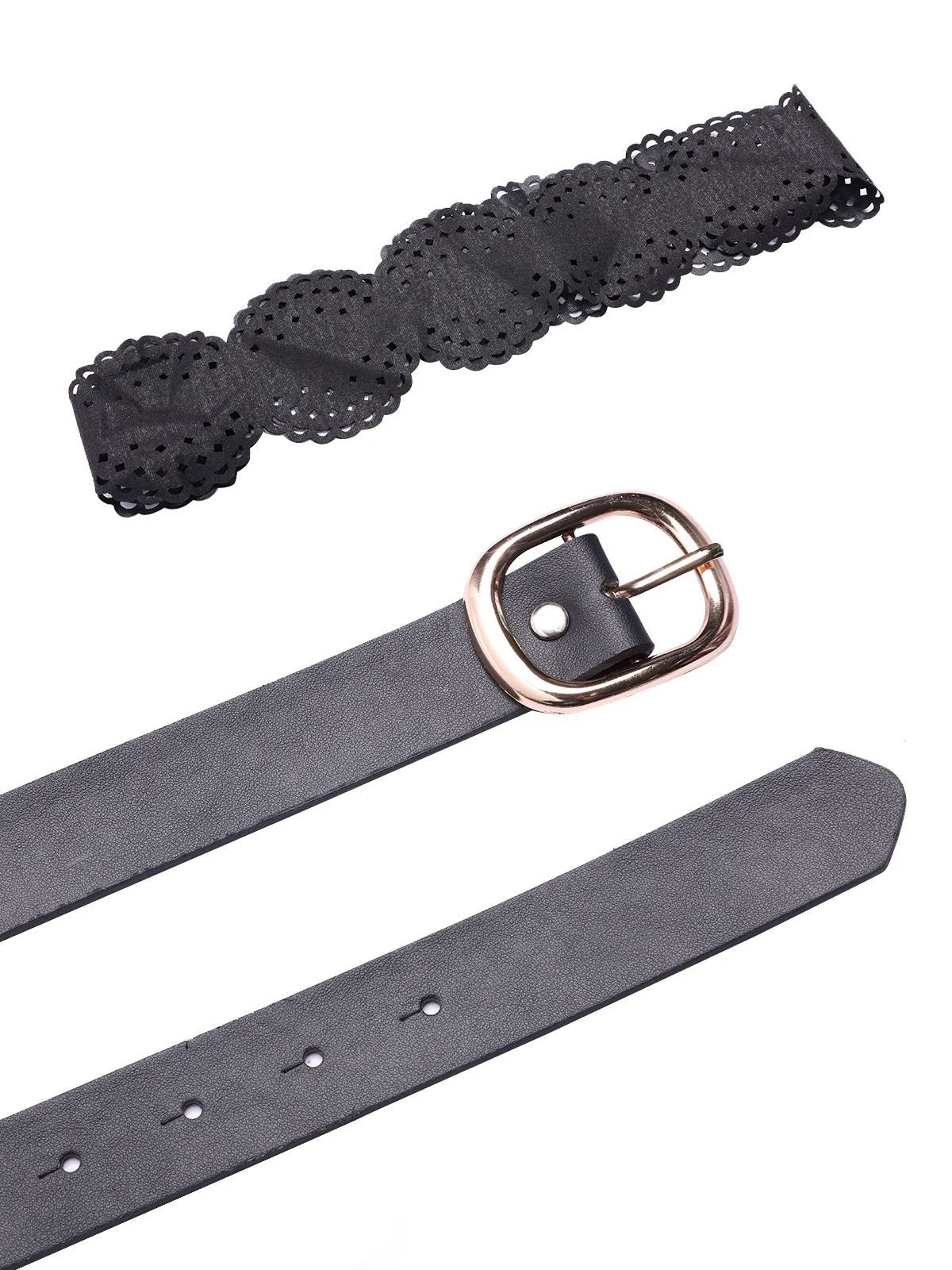 Black 1950s Halloween Lace Belt Dress - Image 5