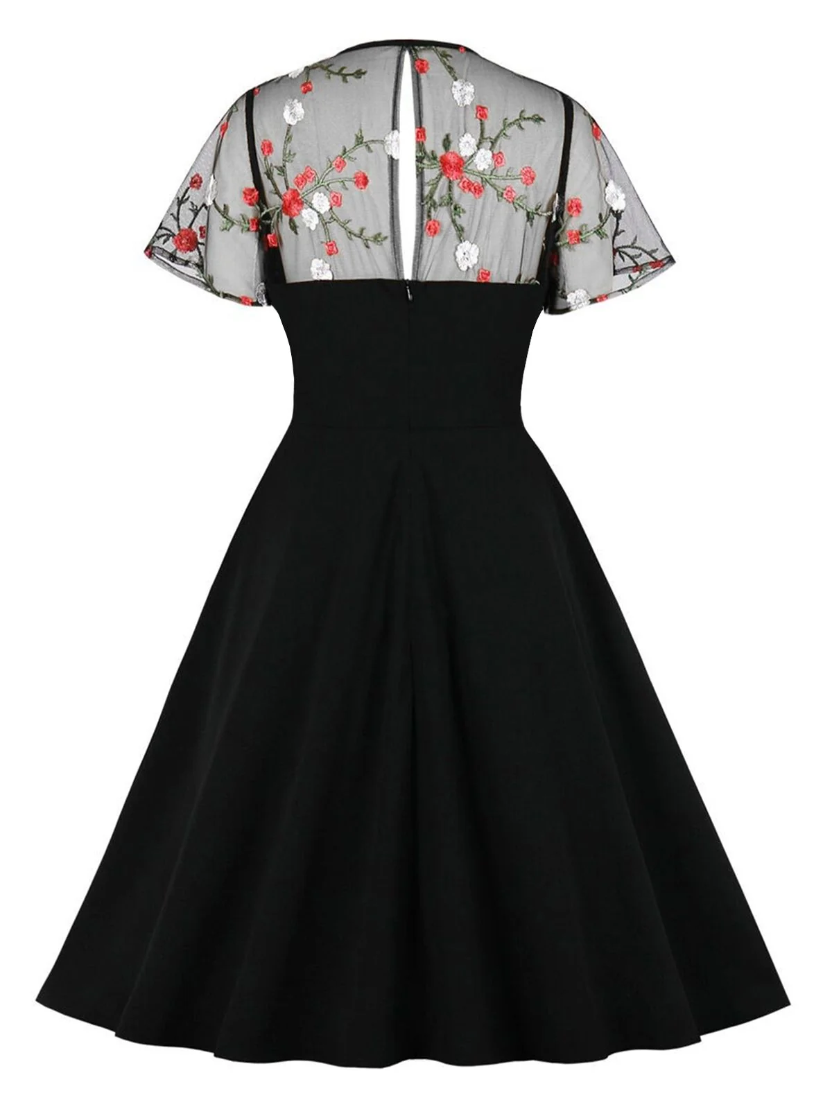 Black 1950s Halloween Lace Swing Dress - Image 2