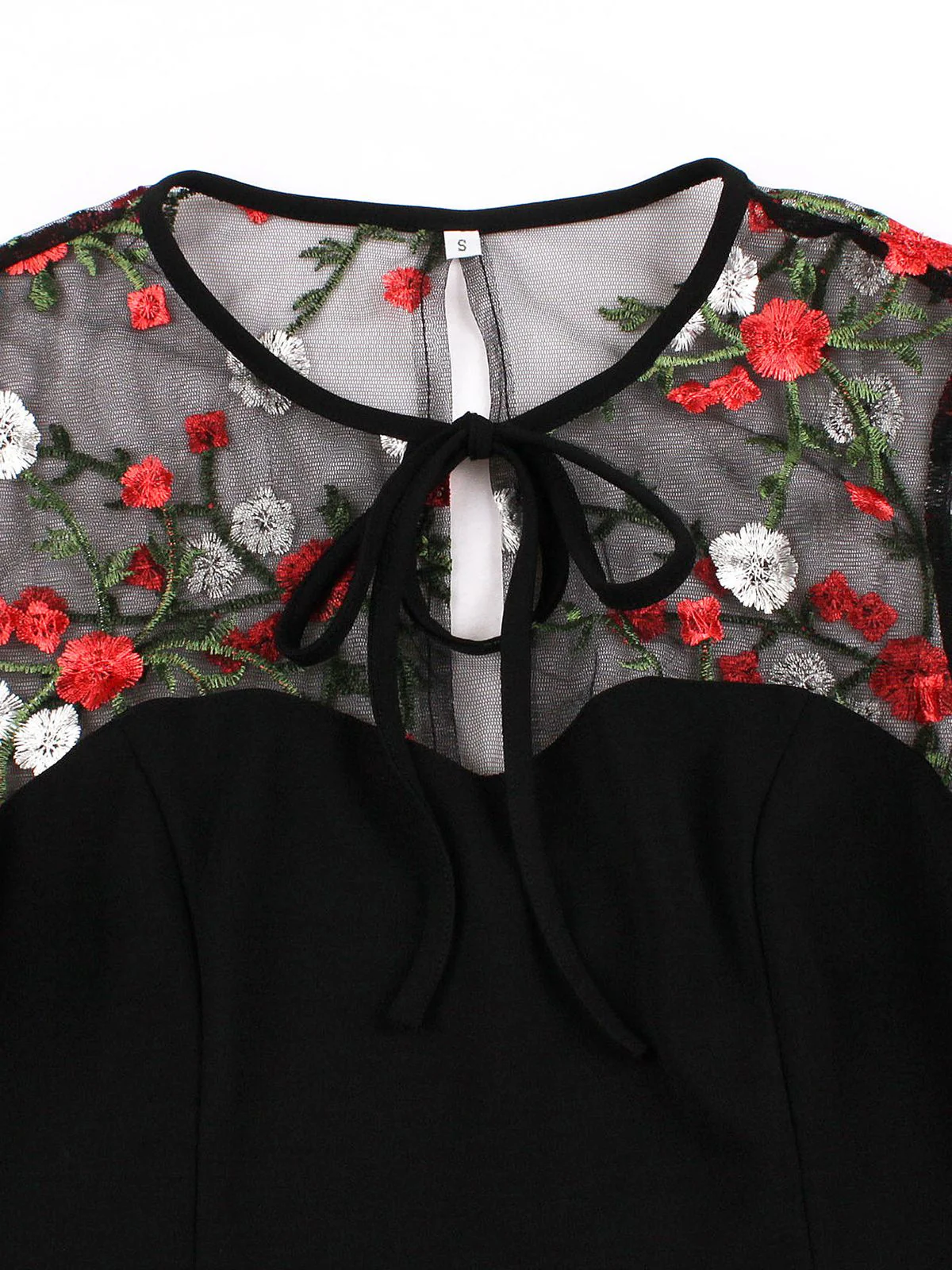 Black 1950s Halloween Lace Swing Dress - Image 3