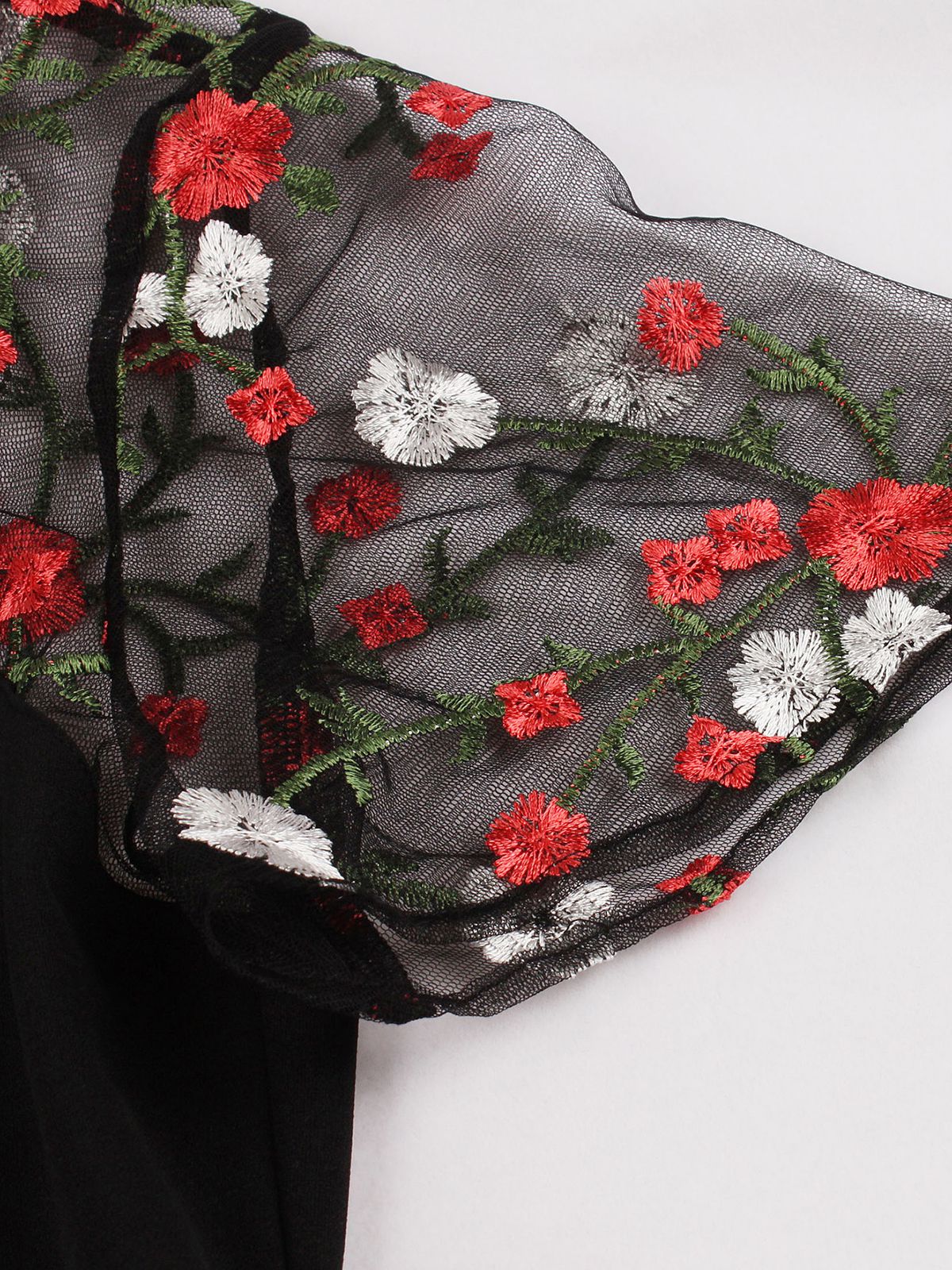 Black 1950s Halloween Lace Swing Dress - Image 4