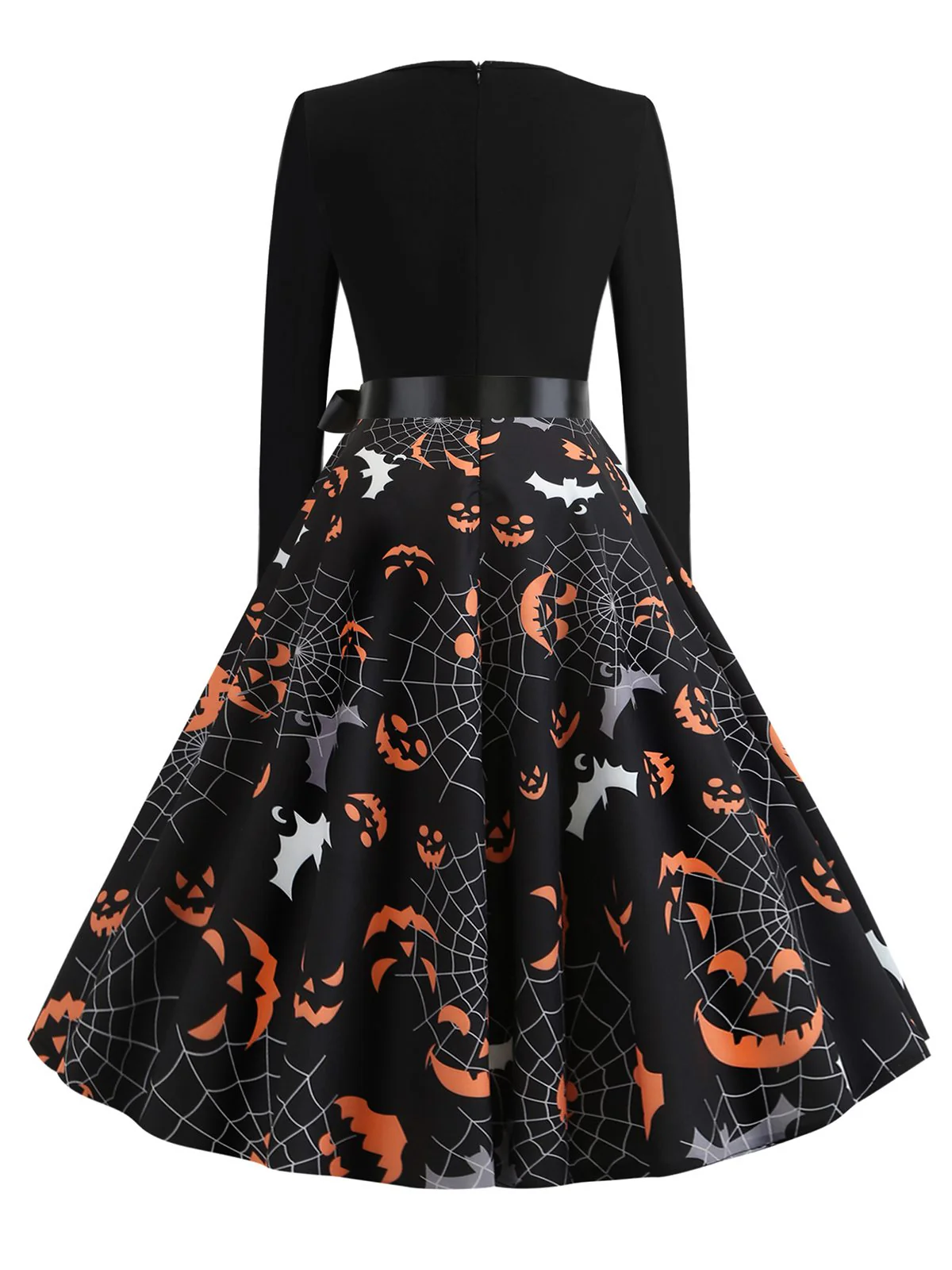 Black 1950s Halloween Petal Collar Dress - Image 3