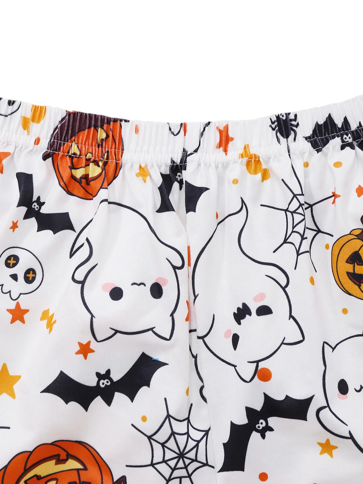 Black 1950s Halloween Print Notched Collar Pajama Set - Image 7