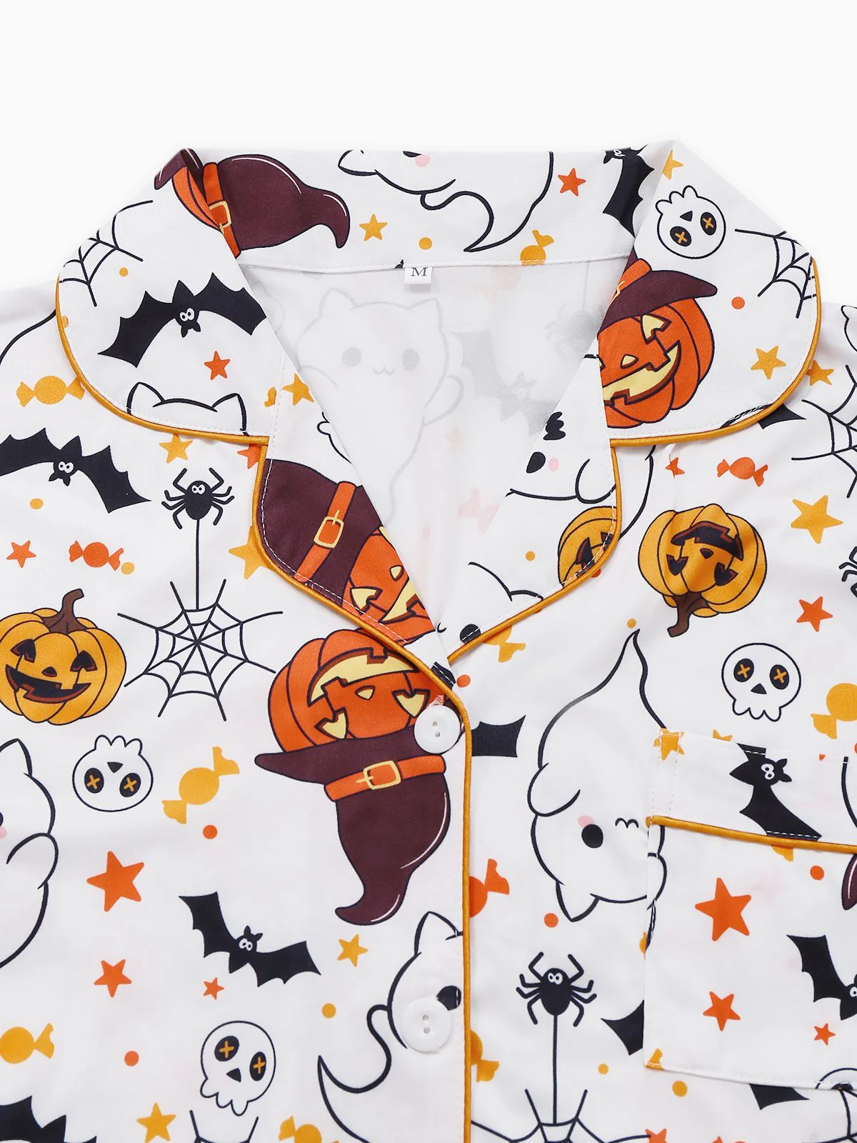 Black 1950s Halloween Print Notched Collar Pajama Set - Image 8