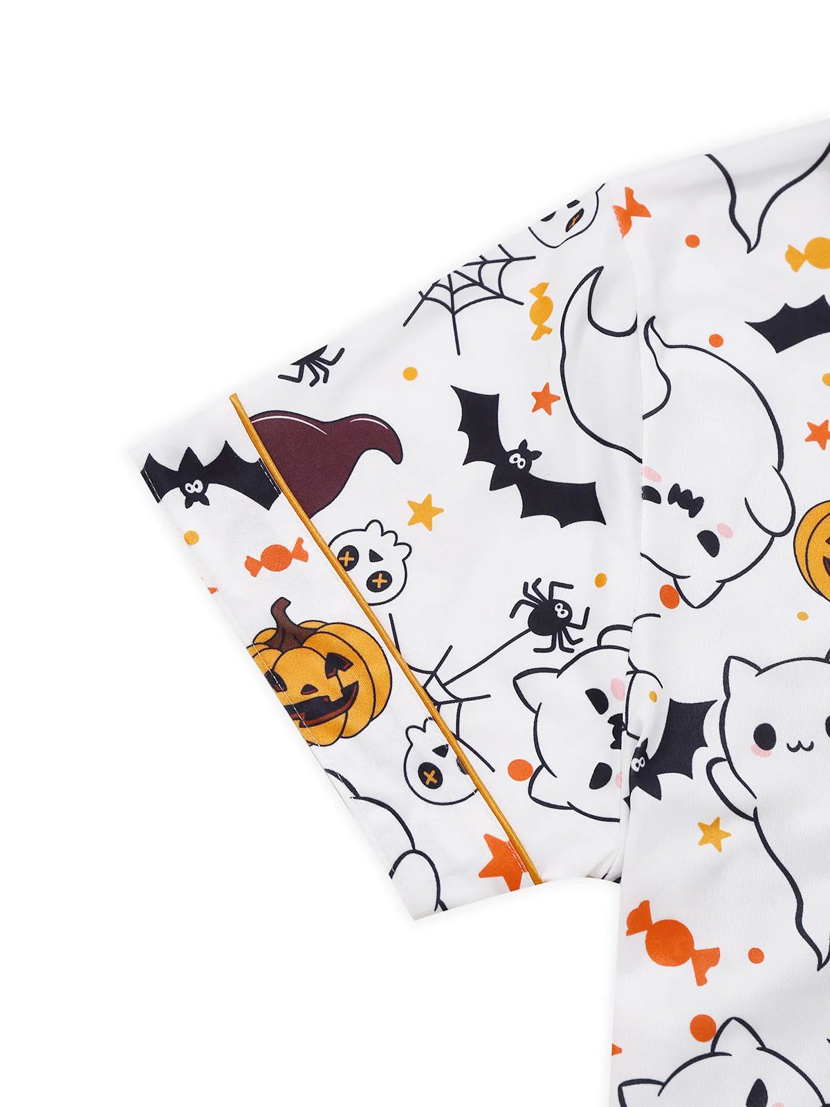 Black 1950s Halloween Print Notched Collar Pajama Set - Image 9