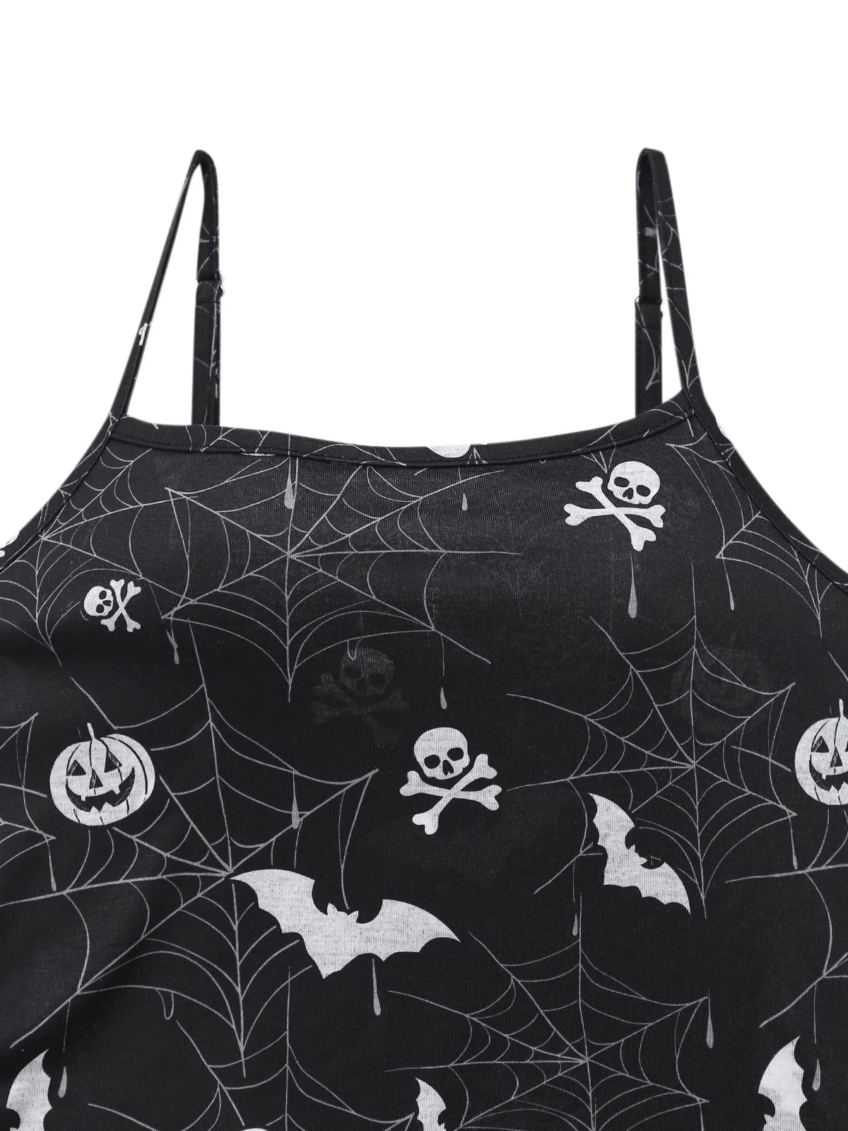 Black 1950s Halloween Print Slit Midi Dress - Image 3