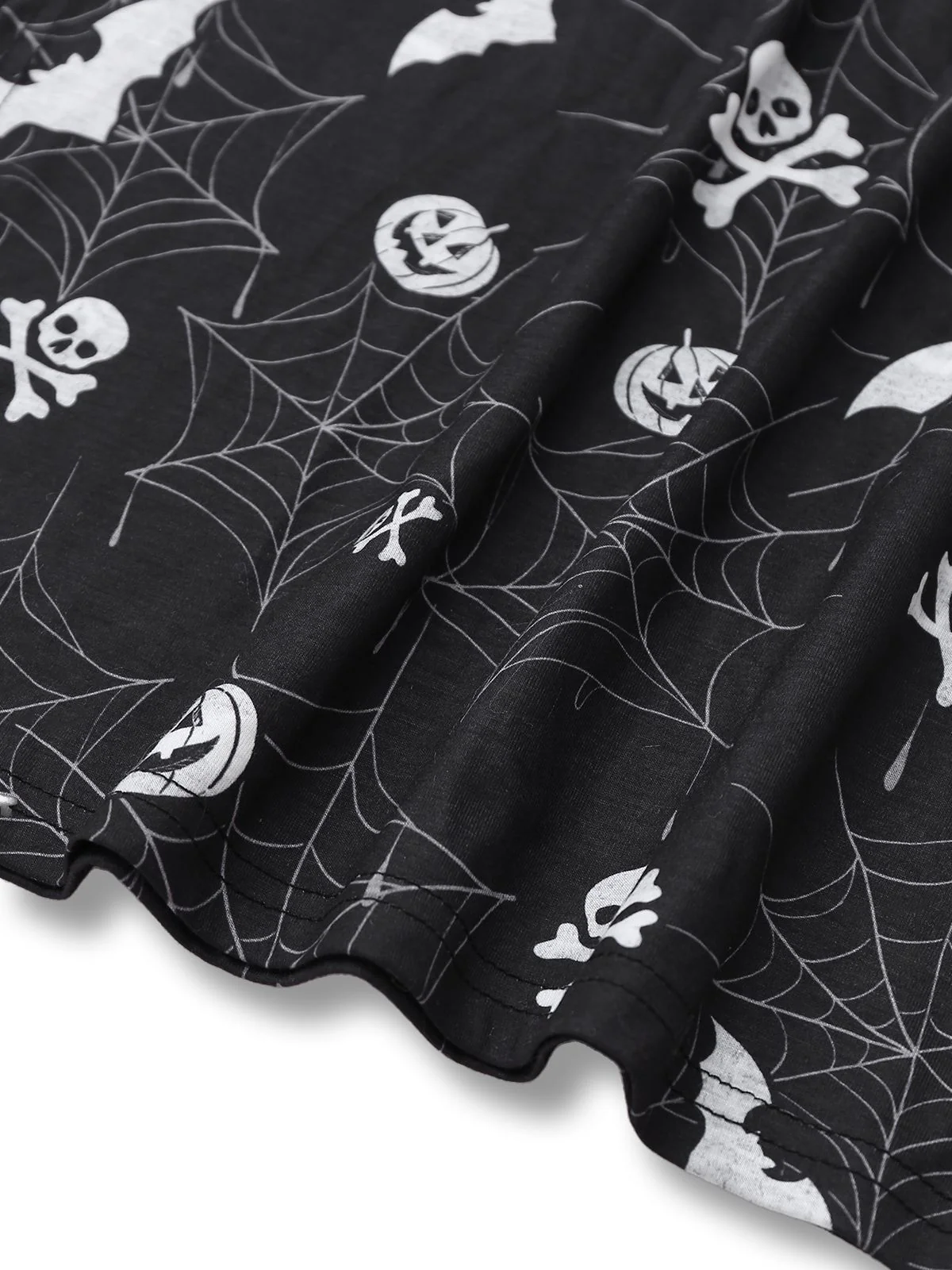 Black 1950s Halloween Print Slit Midi Dress - Image 4