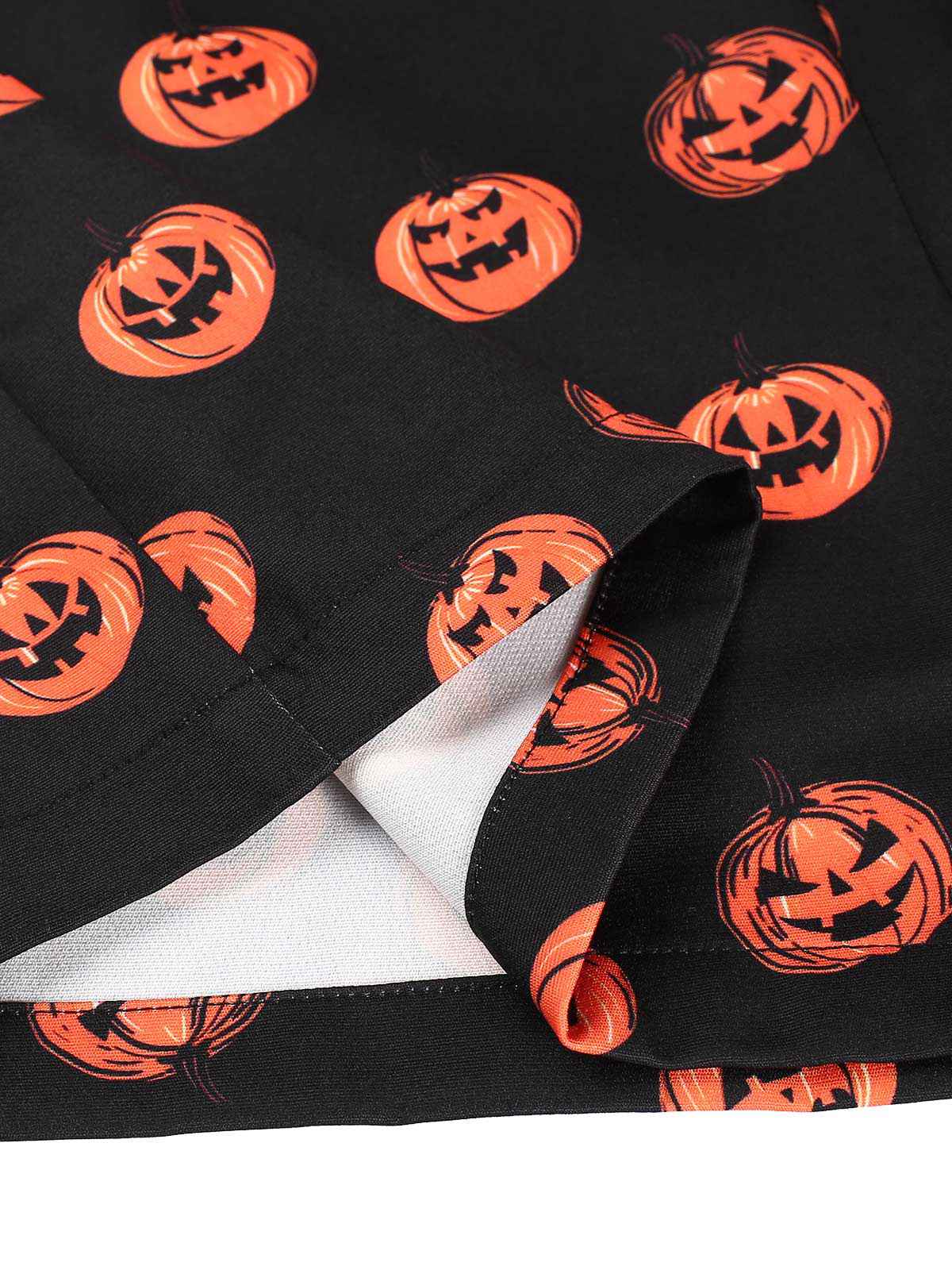 Black 1950s Halloween Pumpkin Face Romper - Image 6