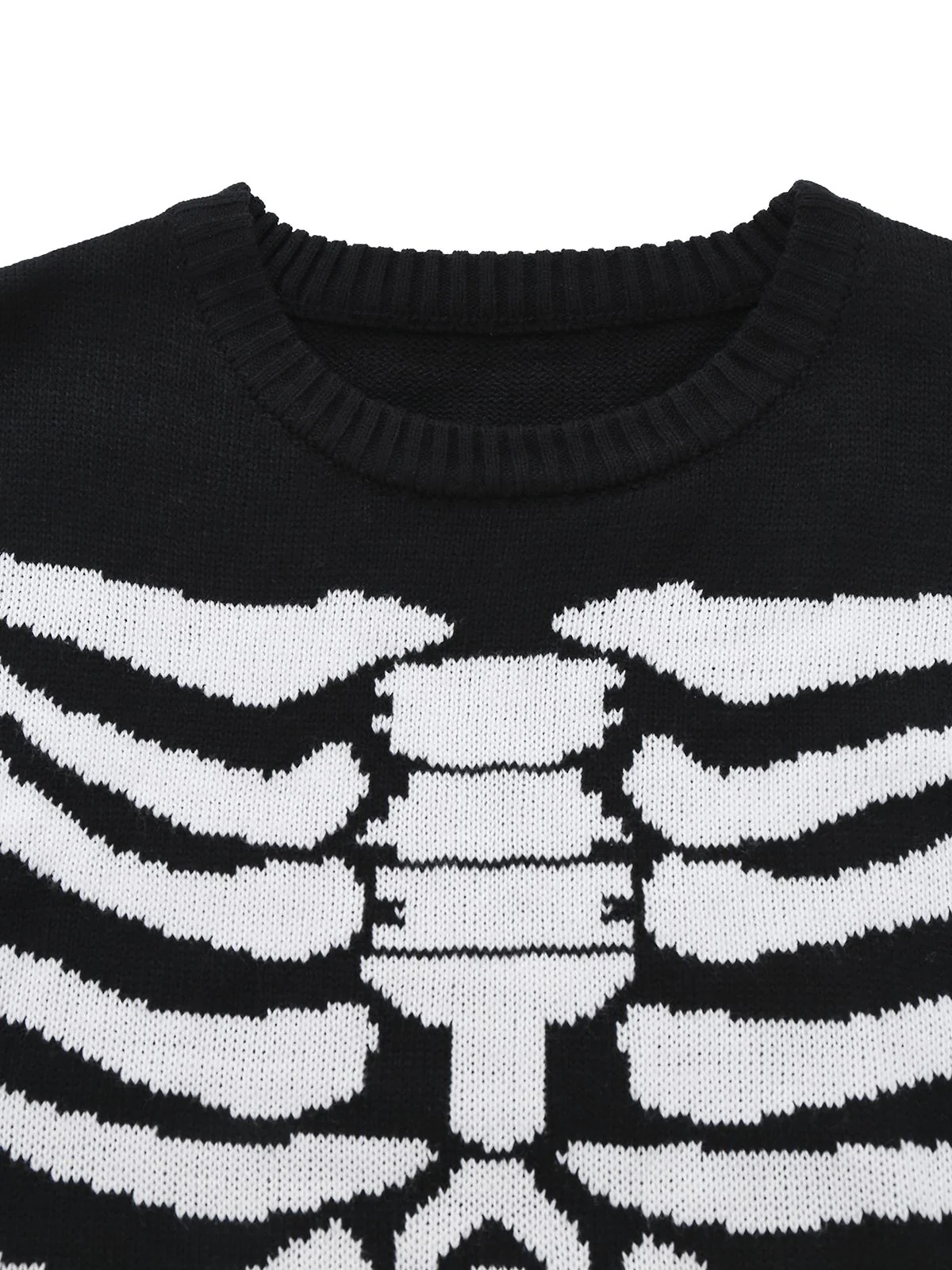 Black 1950s Halloween Skeleton Print Knit Sweater - Image 5