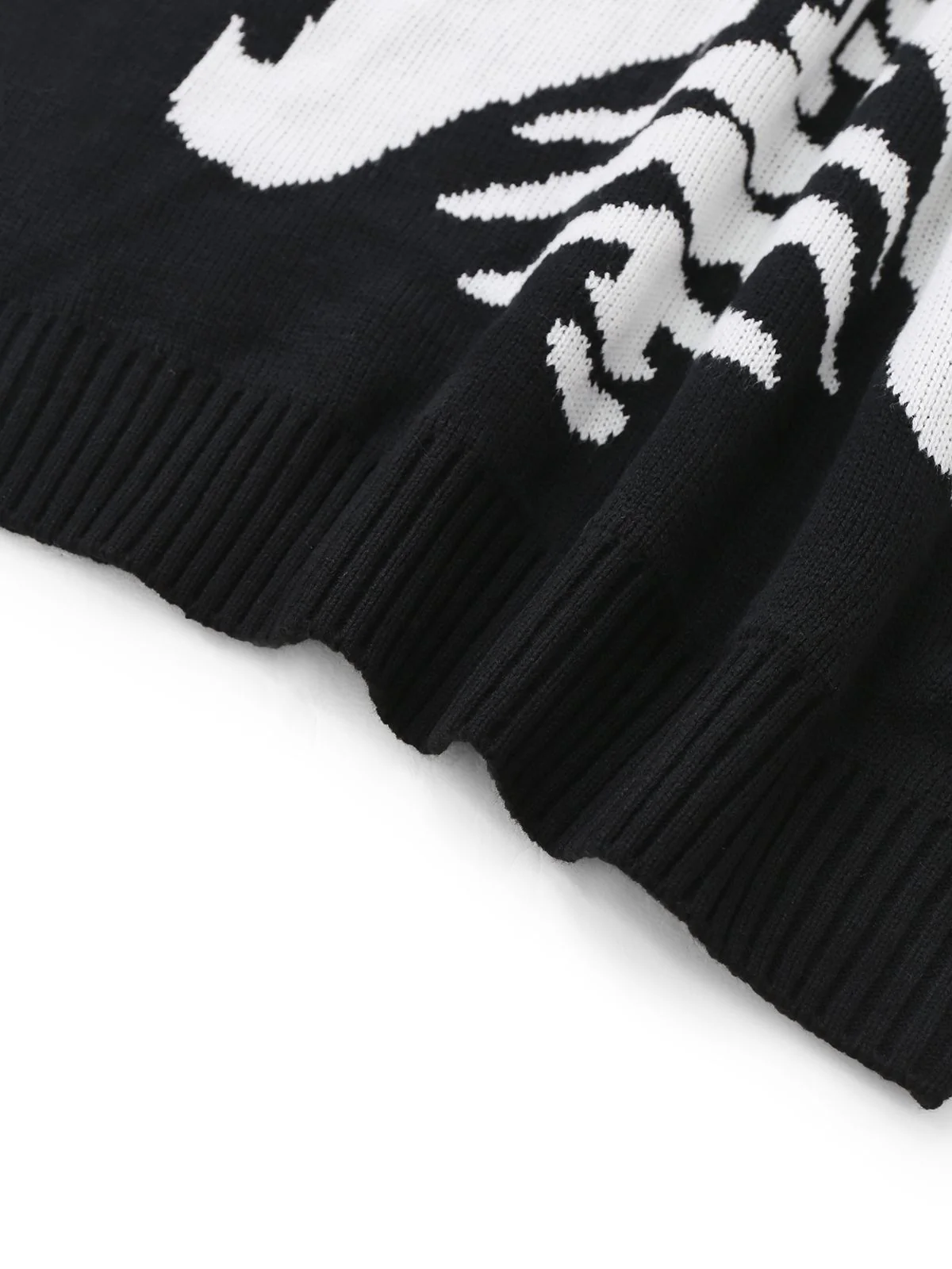 Black 1950s Halloween Skeleton Print Knit Sweater - Image 8