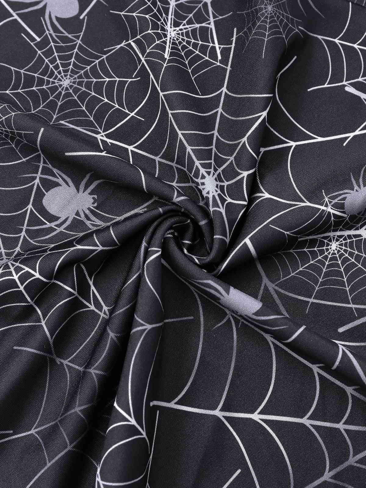 Black 1950s Halloween Spider Web Sleeveless Dress - Image 5