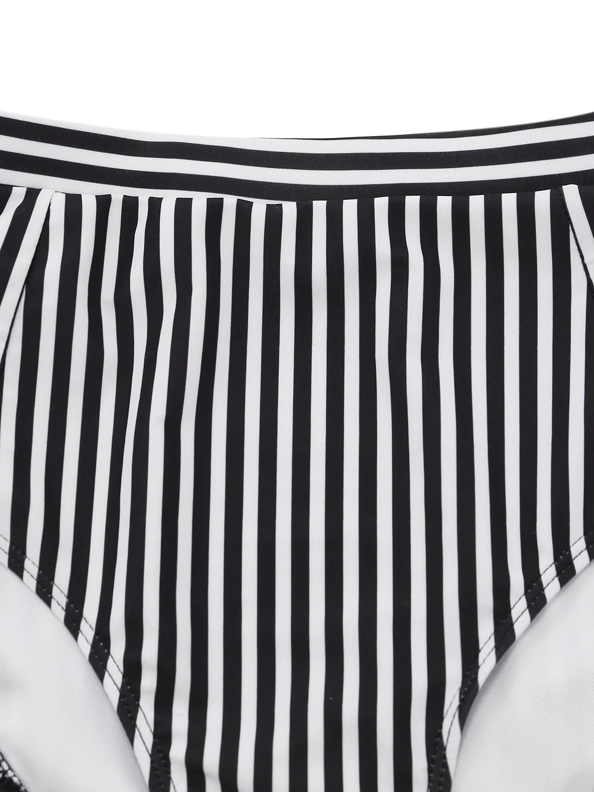 Black 1950s Halter Stripe Knotted Tankini Set - Image 4