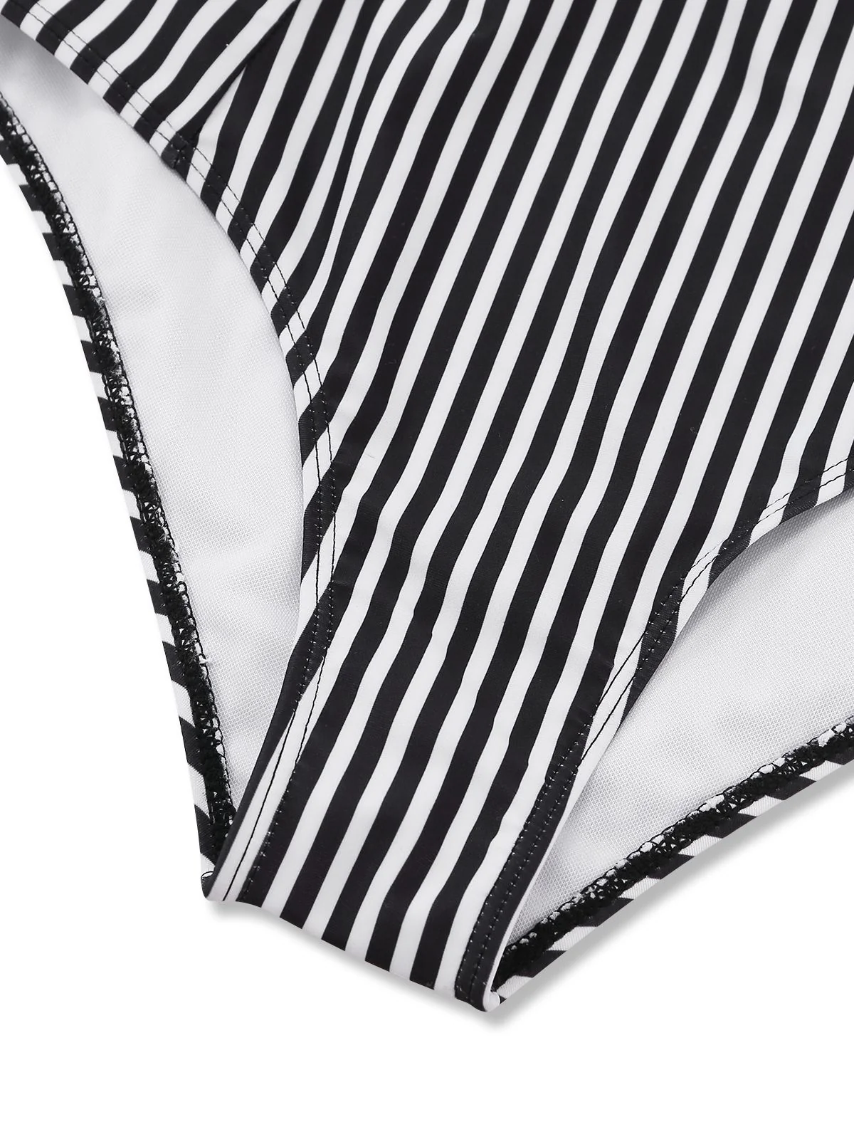 Black 1950s Halter Stripe Knotted Tankini Set - Image 5