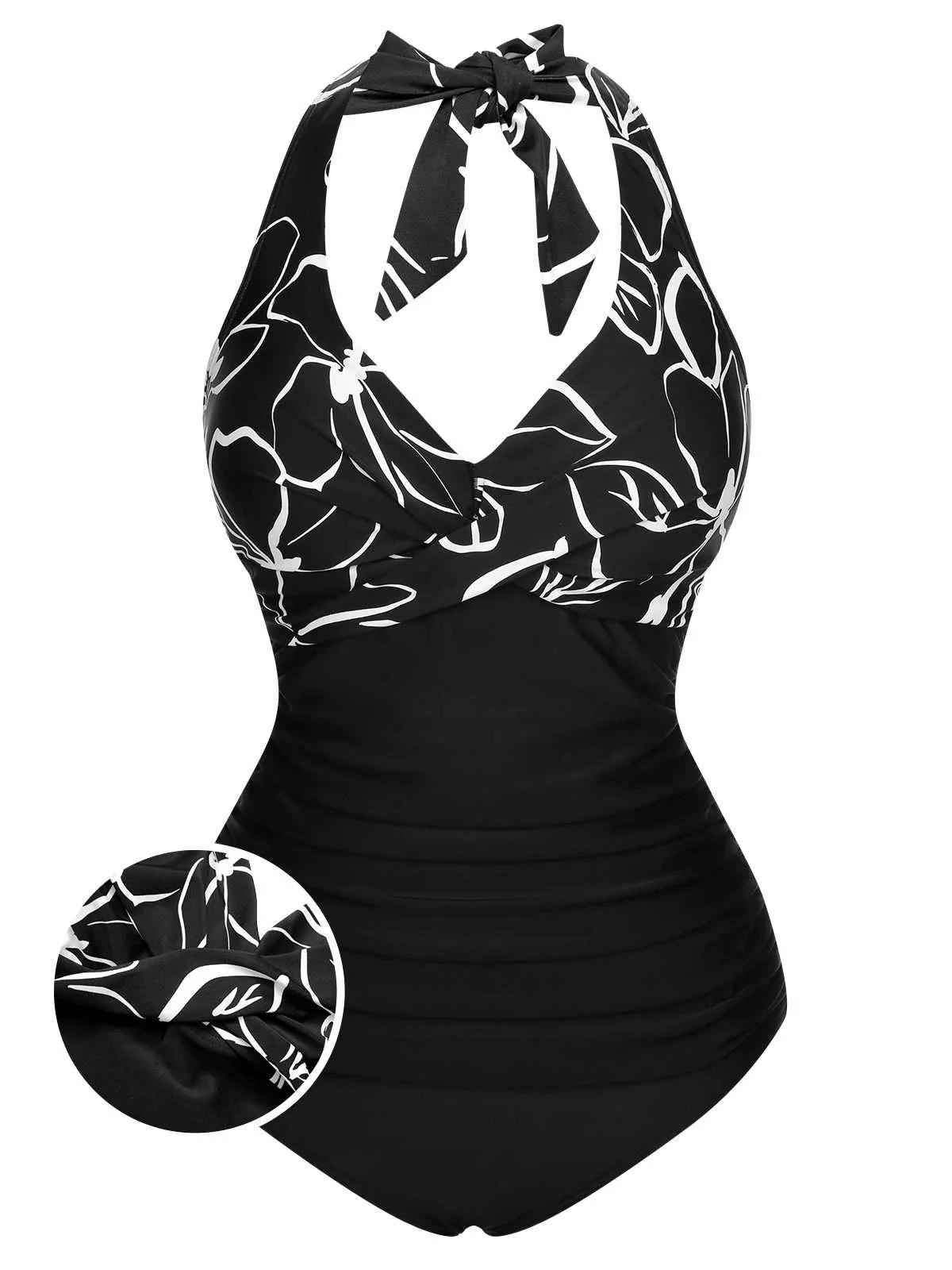 1950s Halter Stripes One-Piece Swimsuit - Image 10