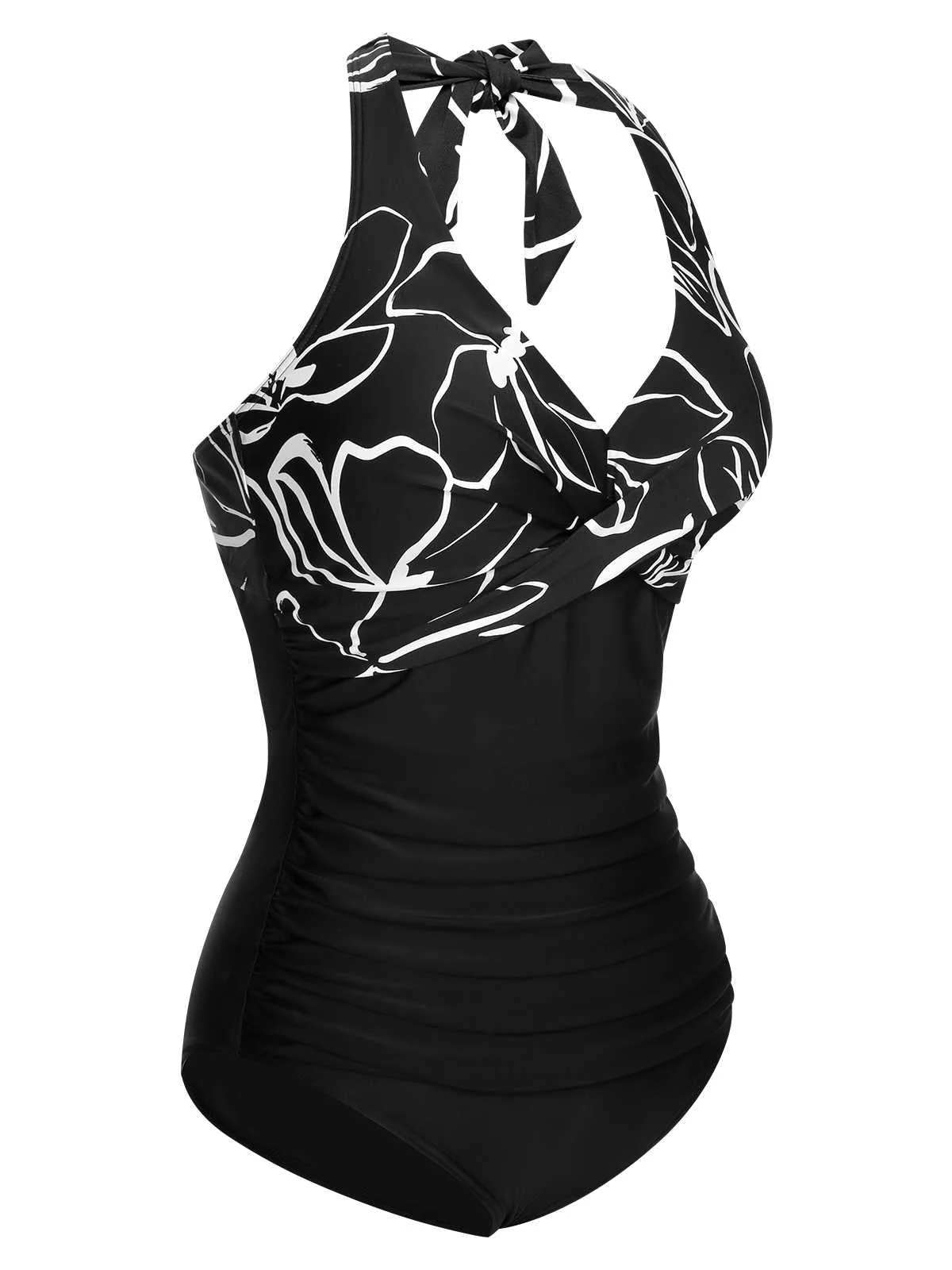 1950s Halter Stripes One-Piece Swimsuit - Image 11