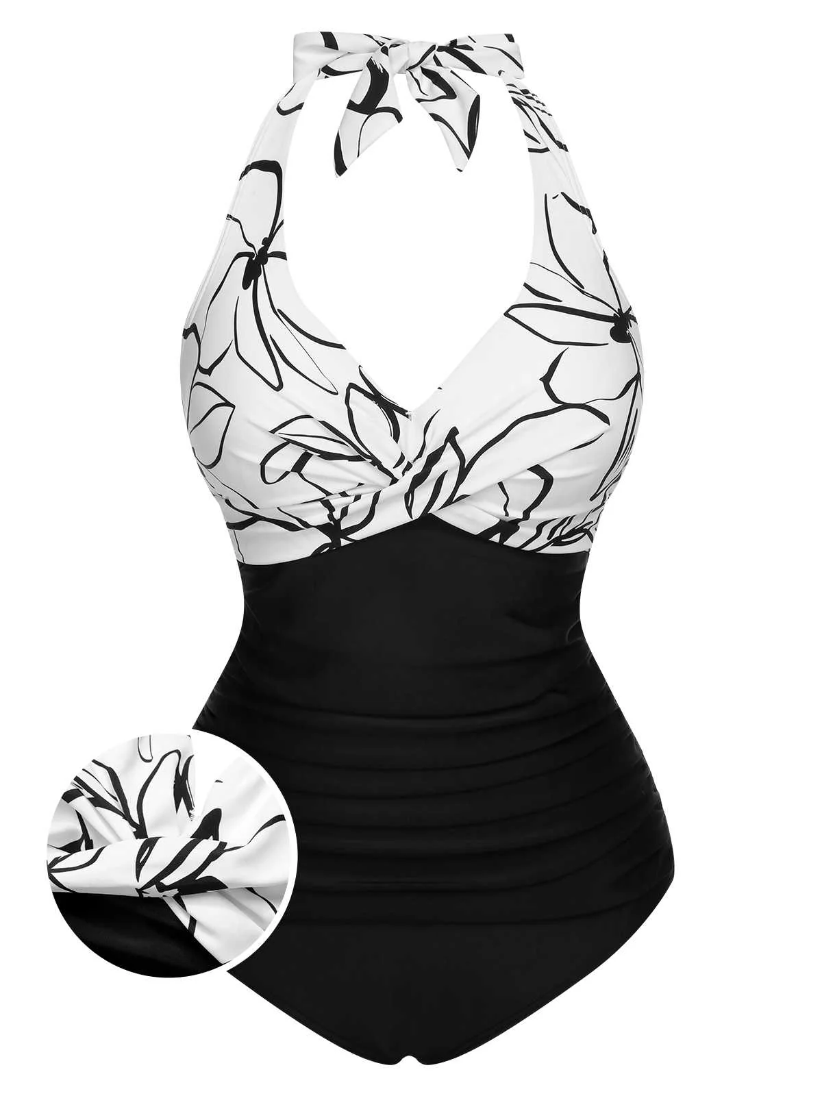 1950s Halter Stripes One-Piece Swimsuit - Image 14