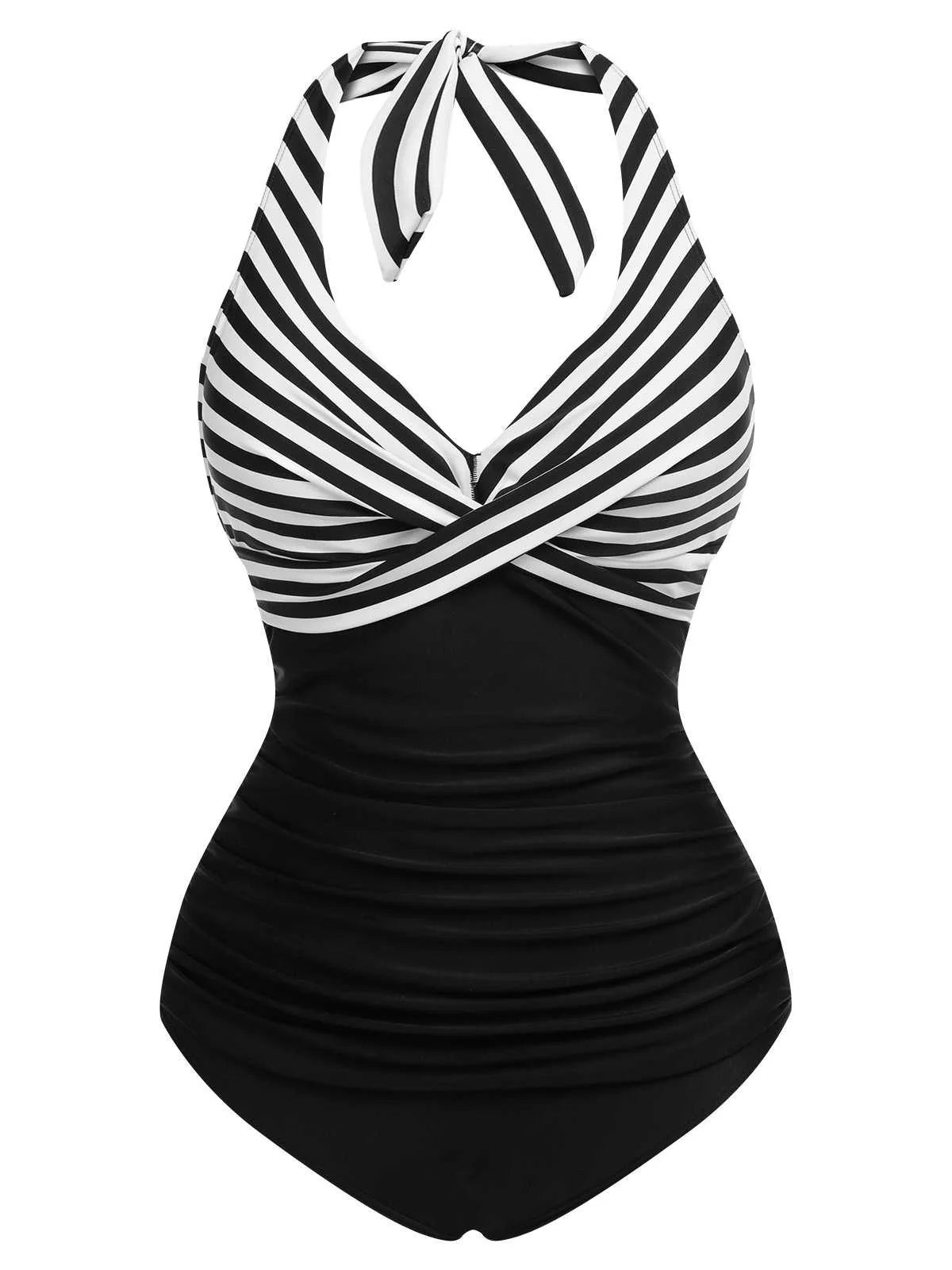1950s Halter Stripes One-Piece Swimsuit - Image 23