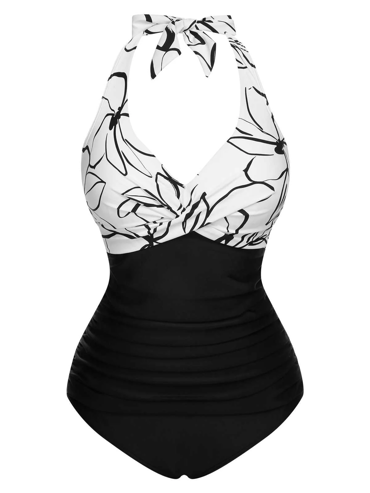 1950s Halter Stripes One-Piece Swimsuit - Image 24