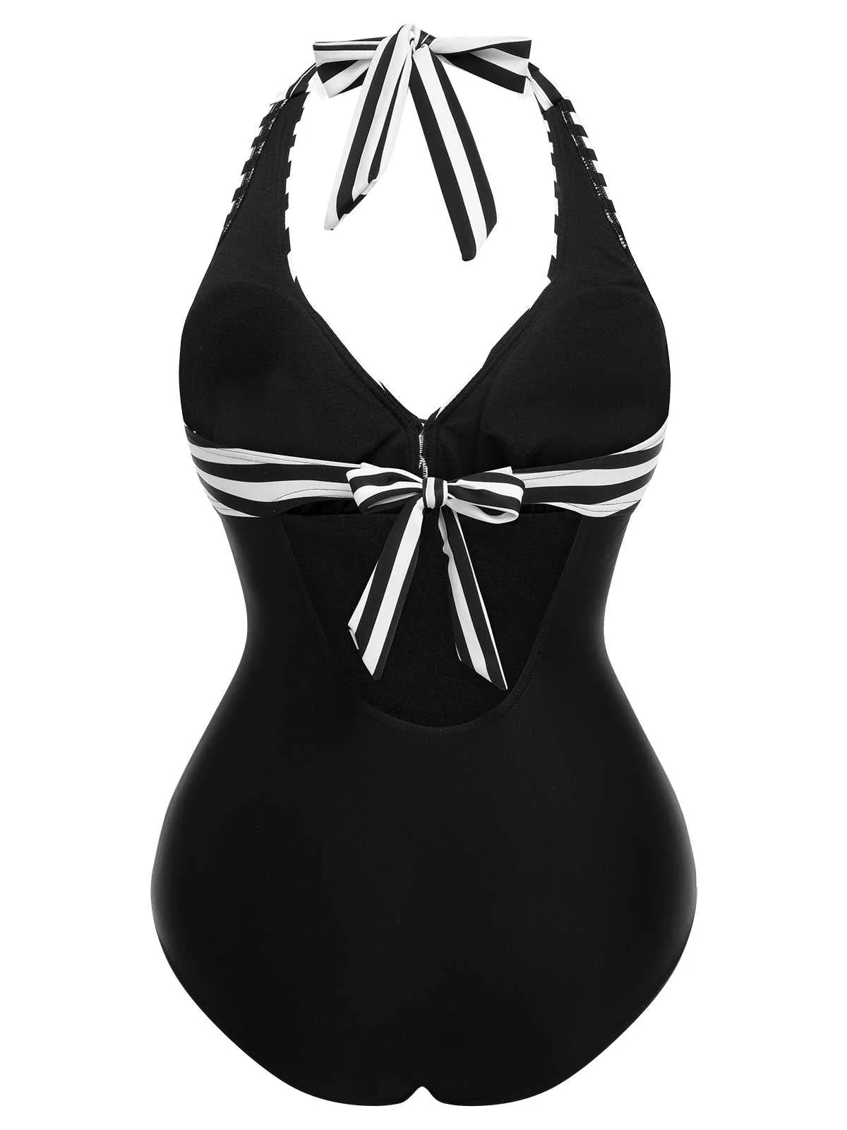 1950s Halter Stripes One-Piece Swimsuit - Image 5