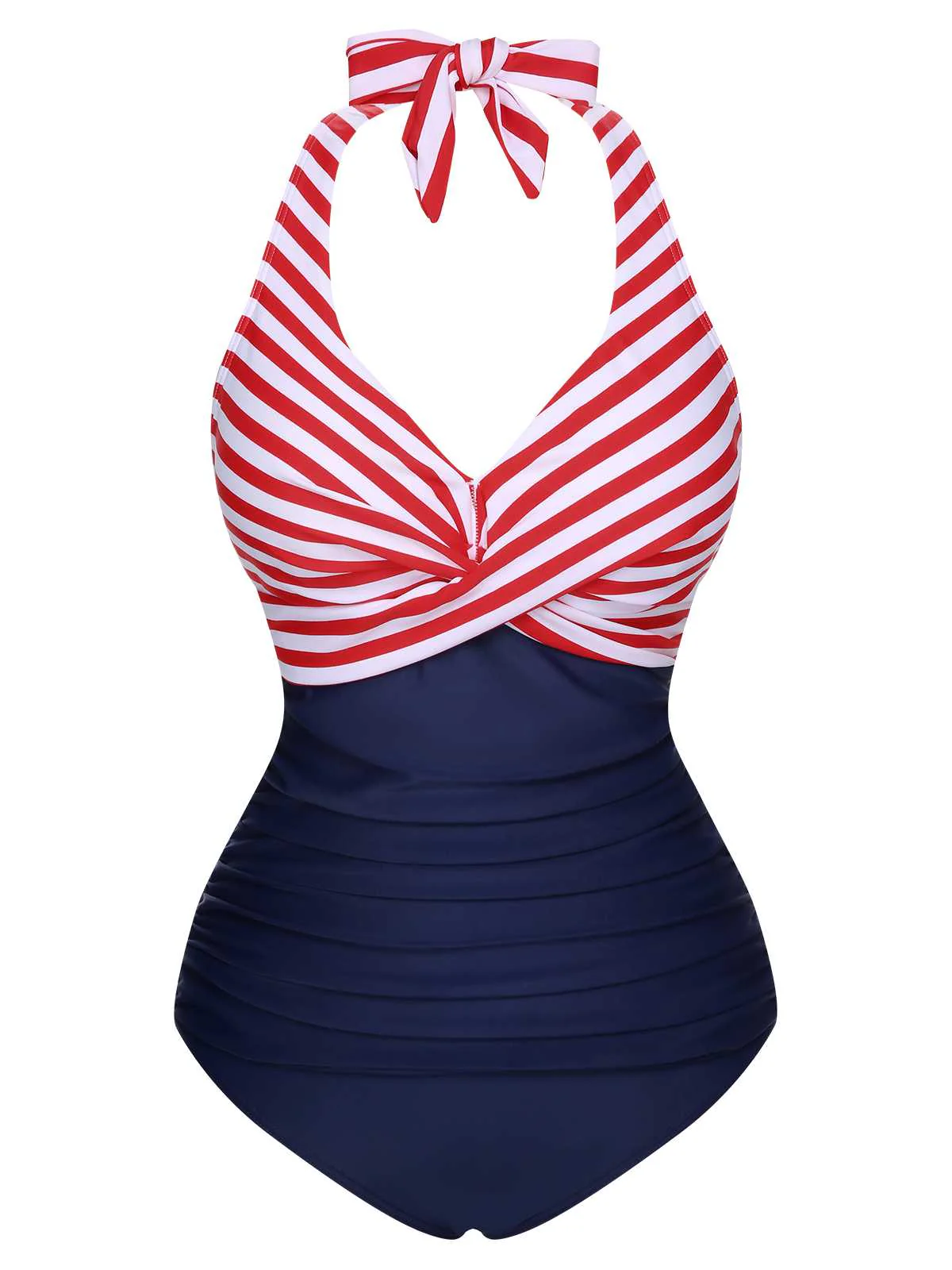 1950s Halter Stripes One-Piece Swimsuit - Image 7