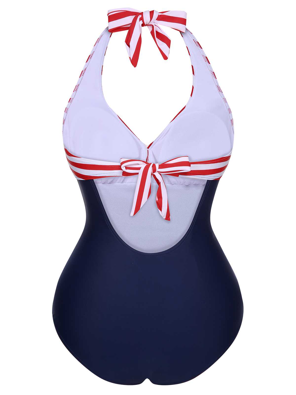 1950s Halter Stripes One-Piece Swimsuit - Image 4