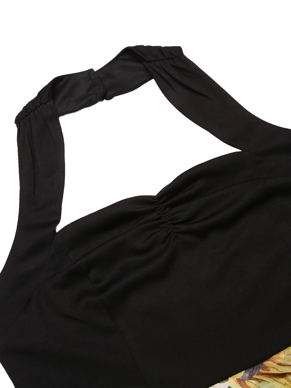 Black 1960s Halter Sunflower Pencil Dress - Image 11