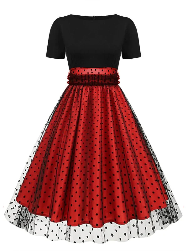 Black 1950s Polka Dot Swing Vintage Dress - Image 11