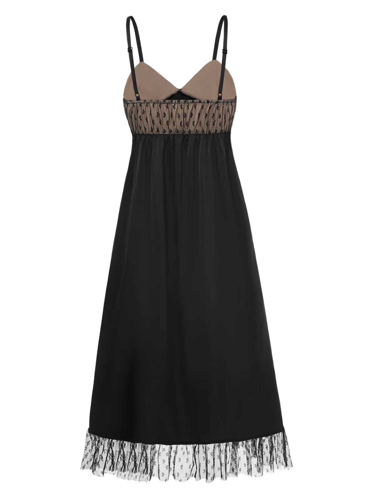 Black 1950s Heart Dots Mesh Bow Nightgown - Image 4
