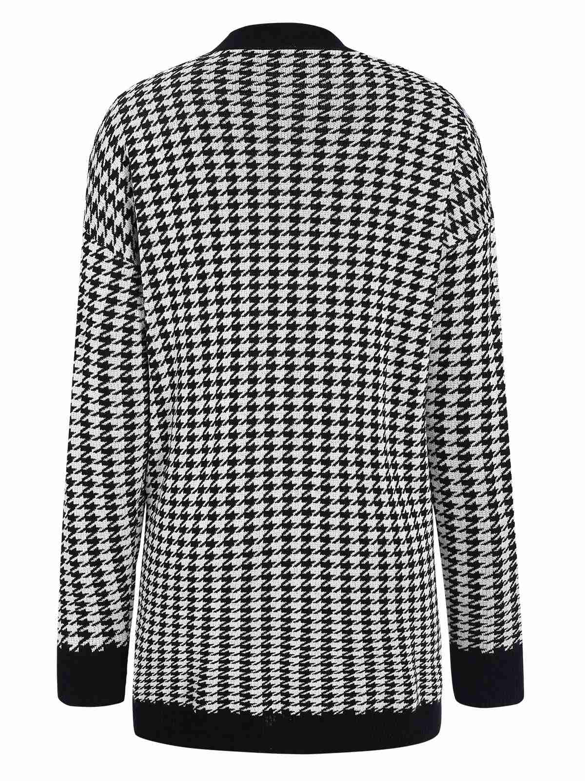 Black 1950s Houndstooth Checkerboard Coat - Image 4