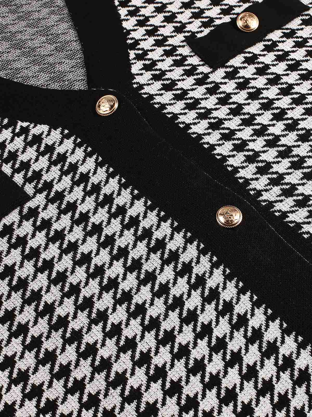 Black 1950s Houndstooth Checkerboard Coat - Image 5