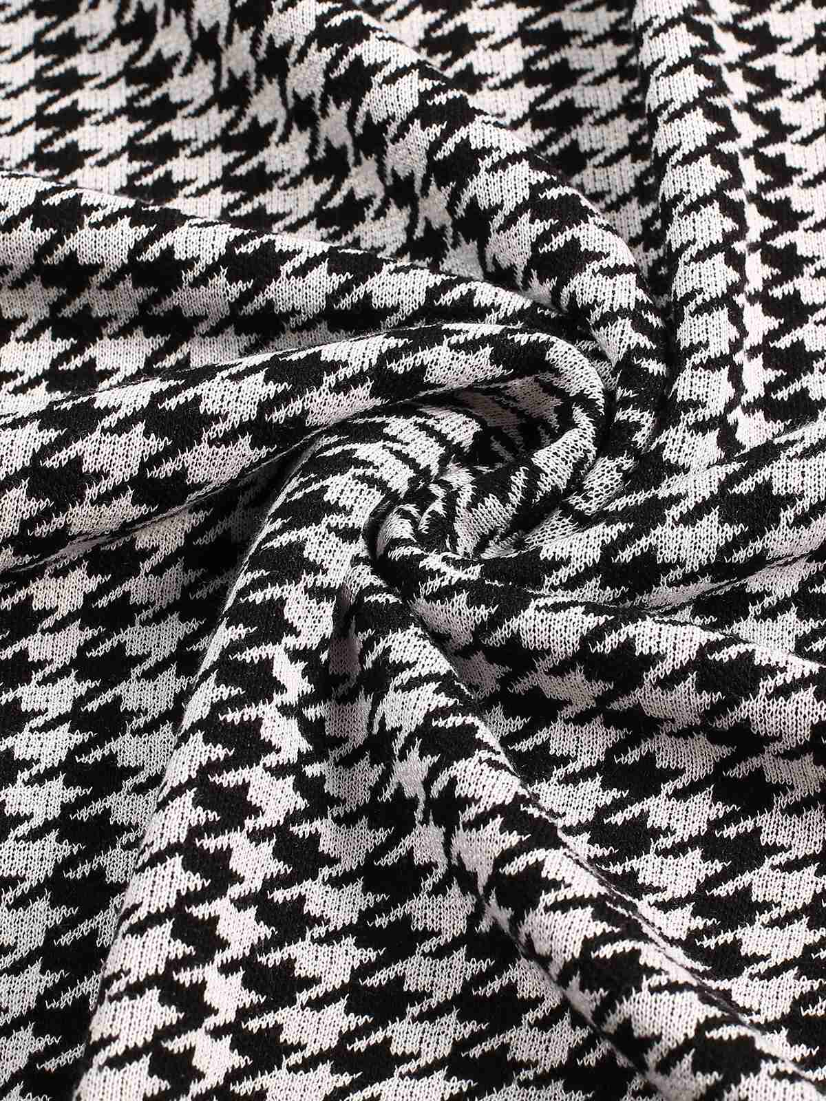 Black 1950s Houndstooth Checkerboard Coat - Image 6