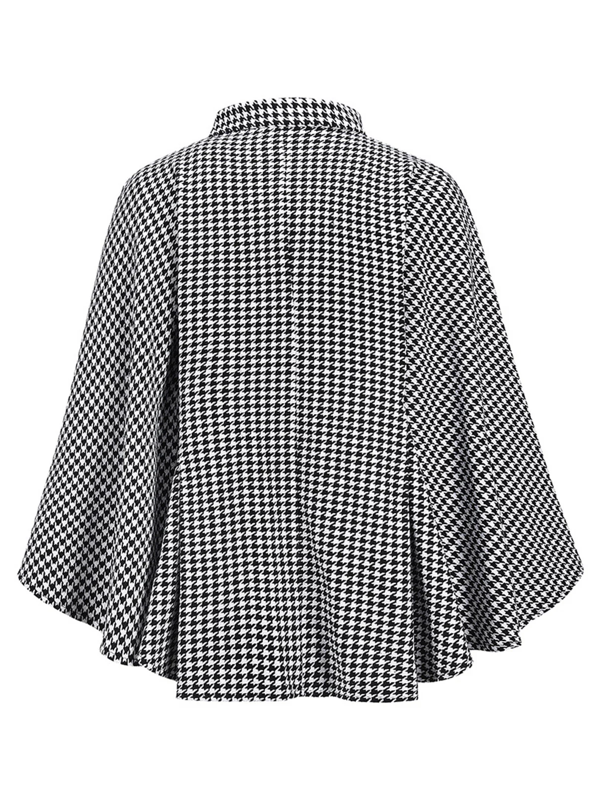 Black 1950s Houndstooth Lace-Up Cloak Coat - Image 3
