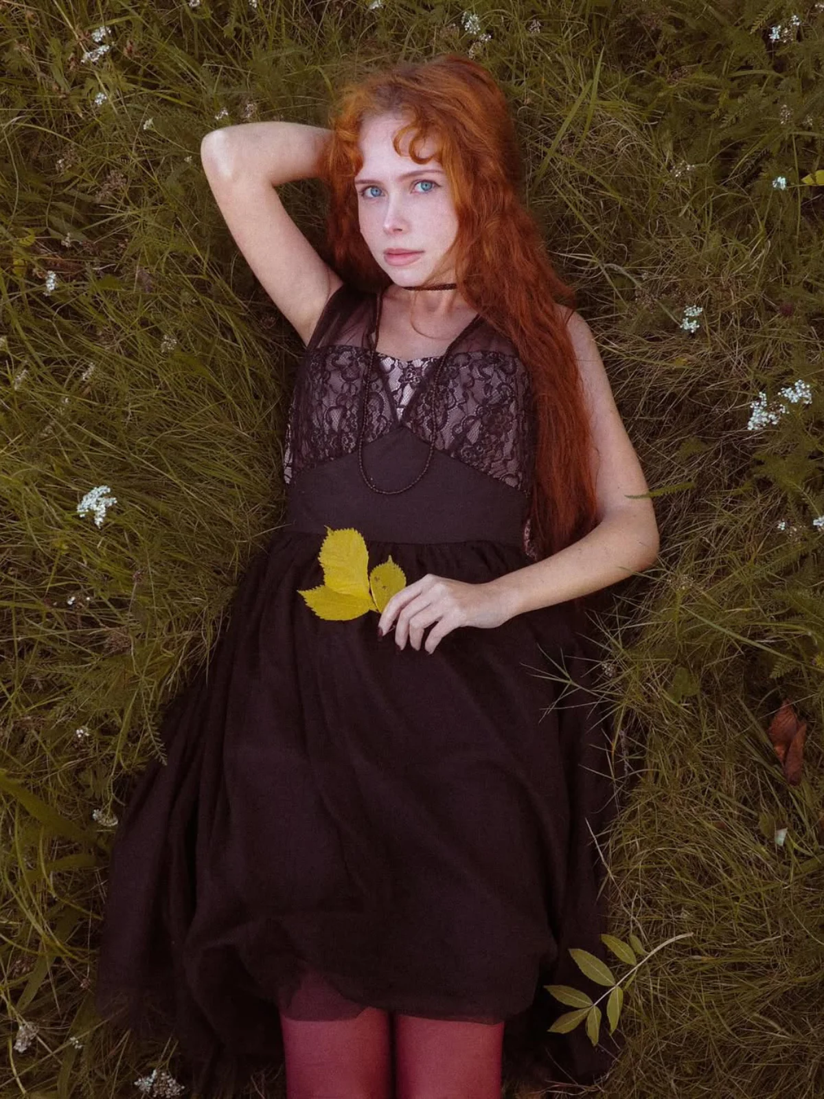 Black 1950s Lace Floral Mesh Swing Dress - Image 3