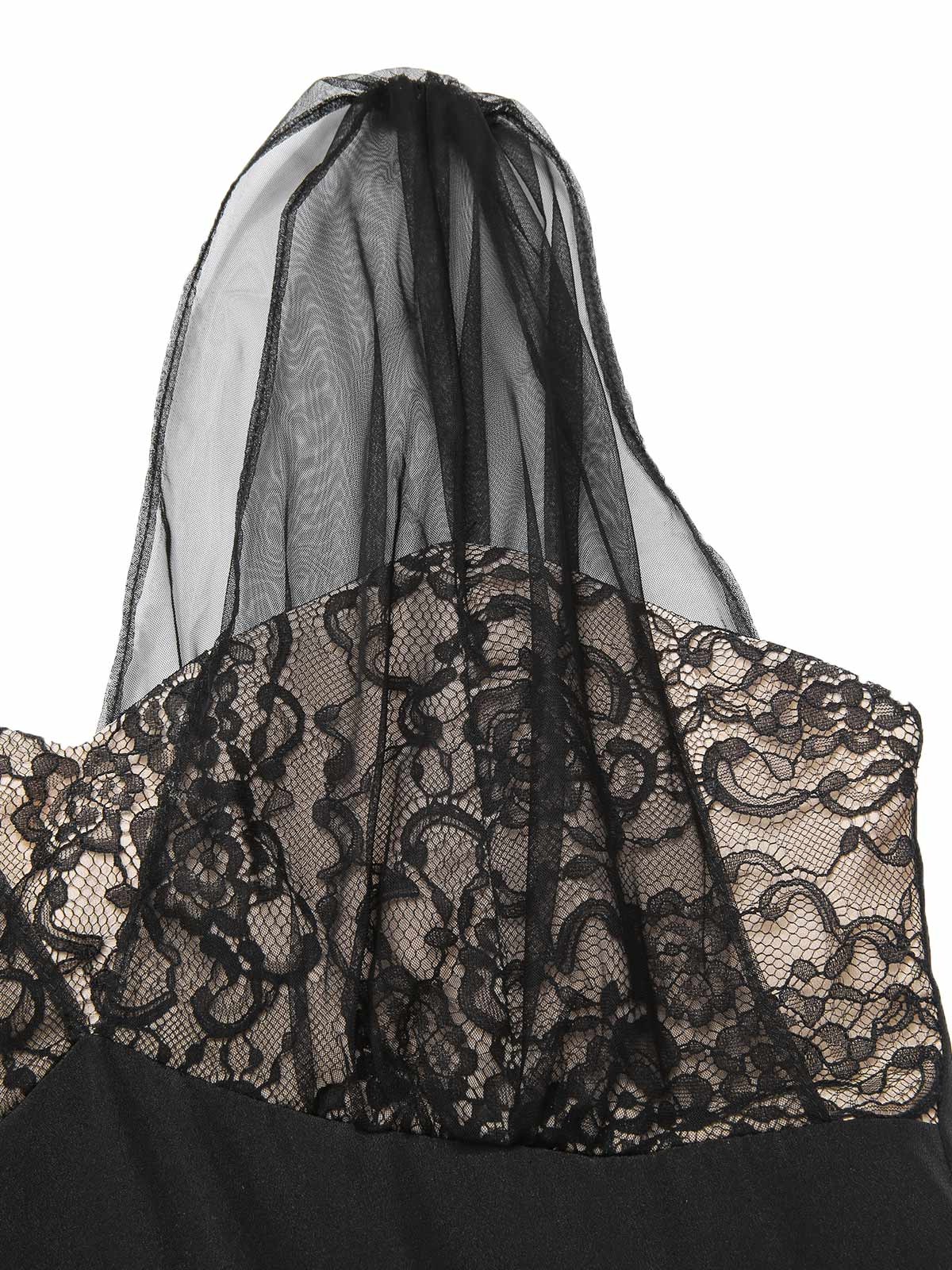 Black 1950s Lace Floral Mesh Swing Dress - Image 5
