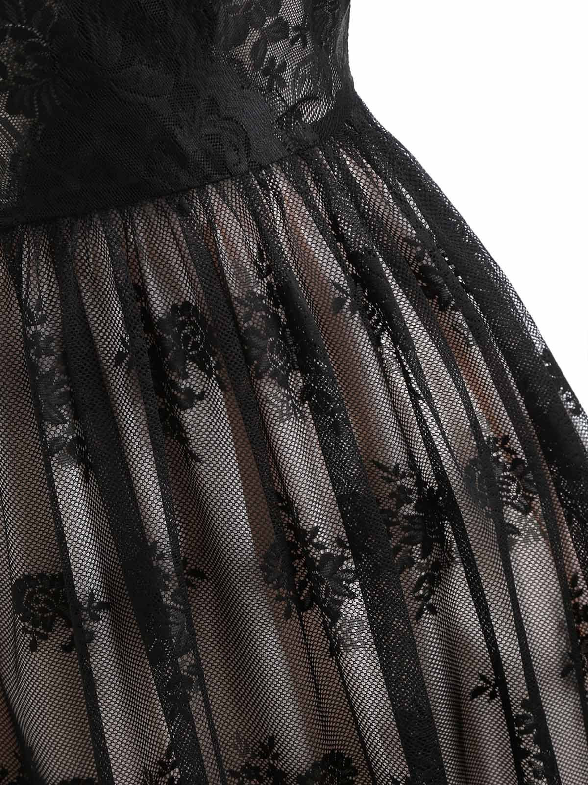 [Pre-Sale] Black 1950s Lace Floral Swing Dress - Image 4