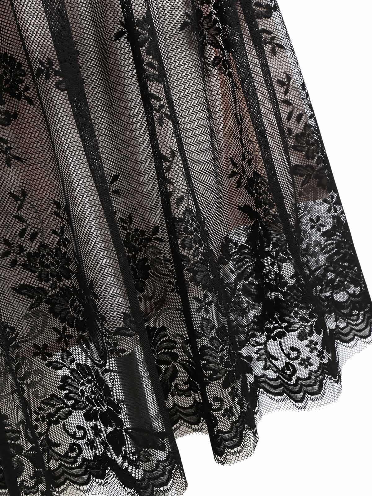 [Pre-Sale] Black 1950s Lace Floral Swing Dress - Image 5