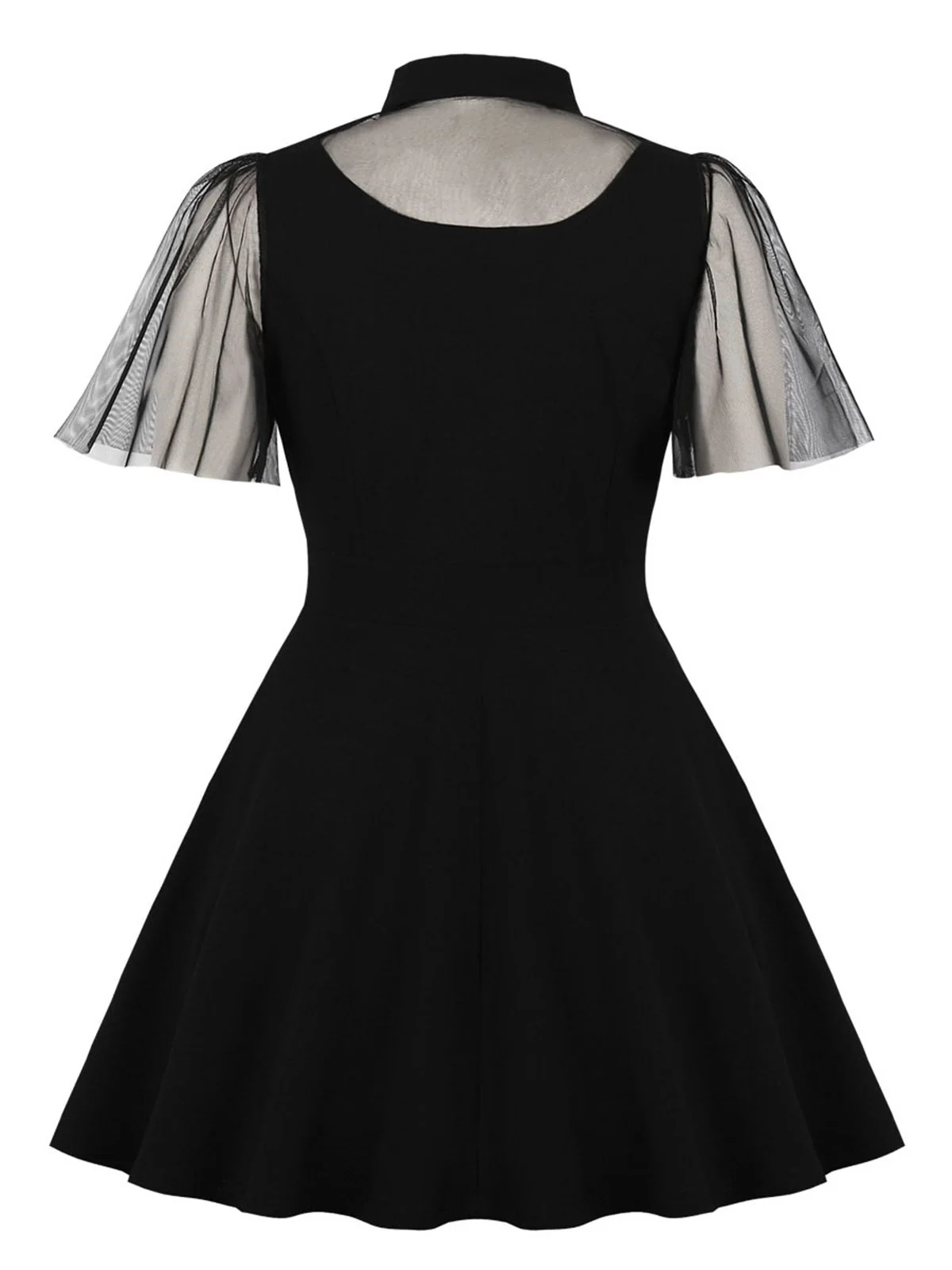 Black 1950s Lace Plus Size Solid Dress - Image 2
