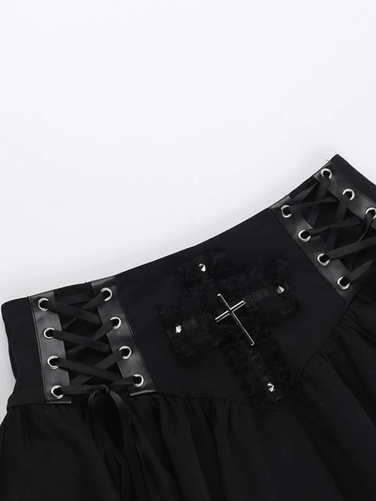 Black 1950s Lace-Up Cross Lace Skirt - Image 5