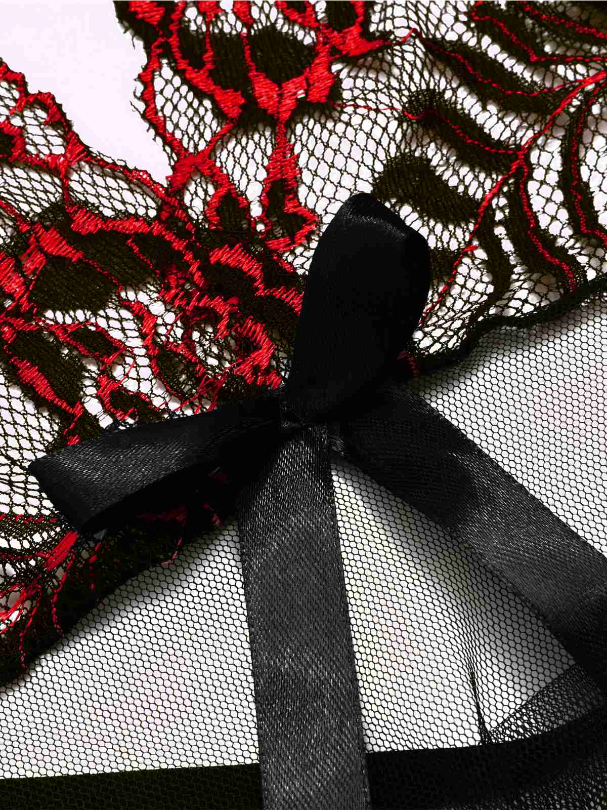Black 1950s Lace-Up Halter Embroidered Sheer Nightdress - Image 3